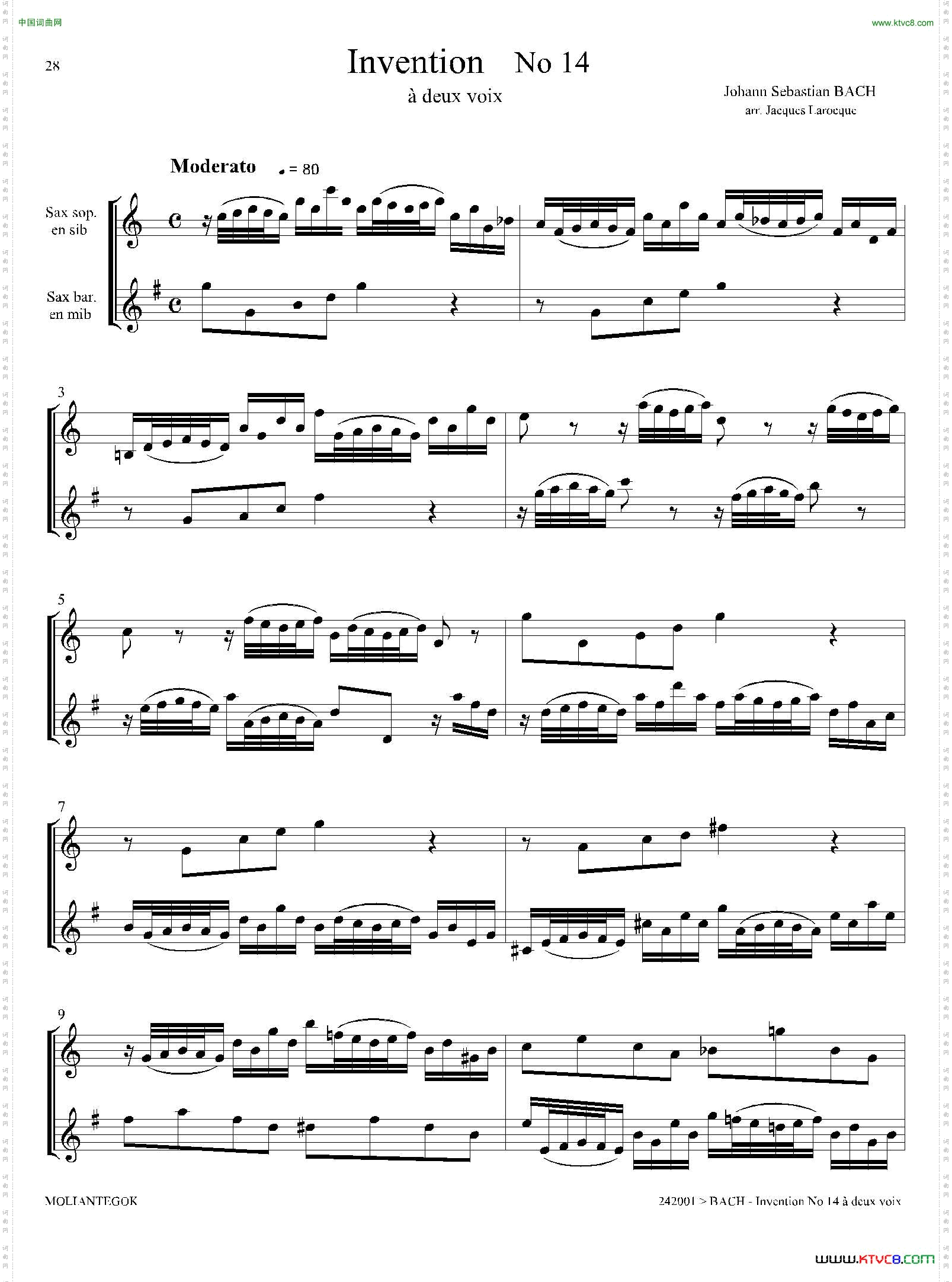 Inventions 巴赫15首创意曲（二重奏—14）