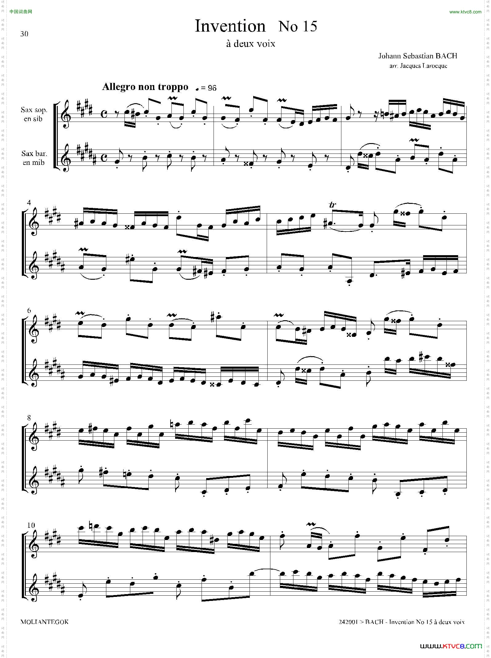 Inventions巴赫15首创意曲二重奏—15_Inventions 巴赫15首创意曲二重奏—15