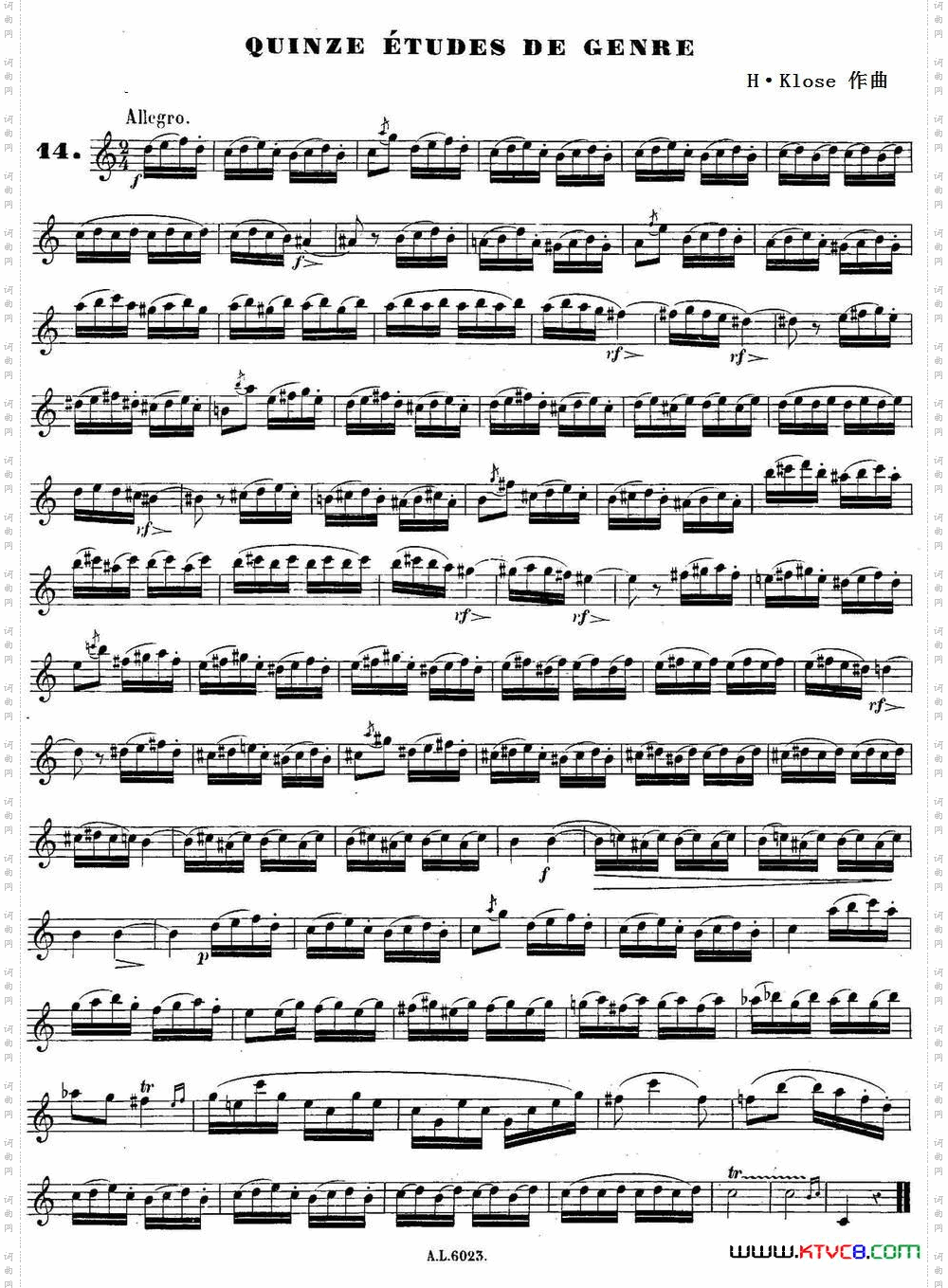 H·Klose练习曲Quinzeetudesdegenre—14_H·Klose练习曲Quinze etudes de genre—14