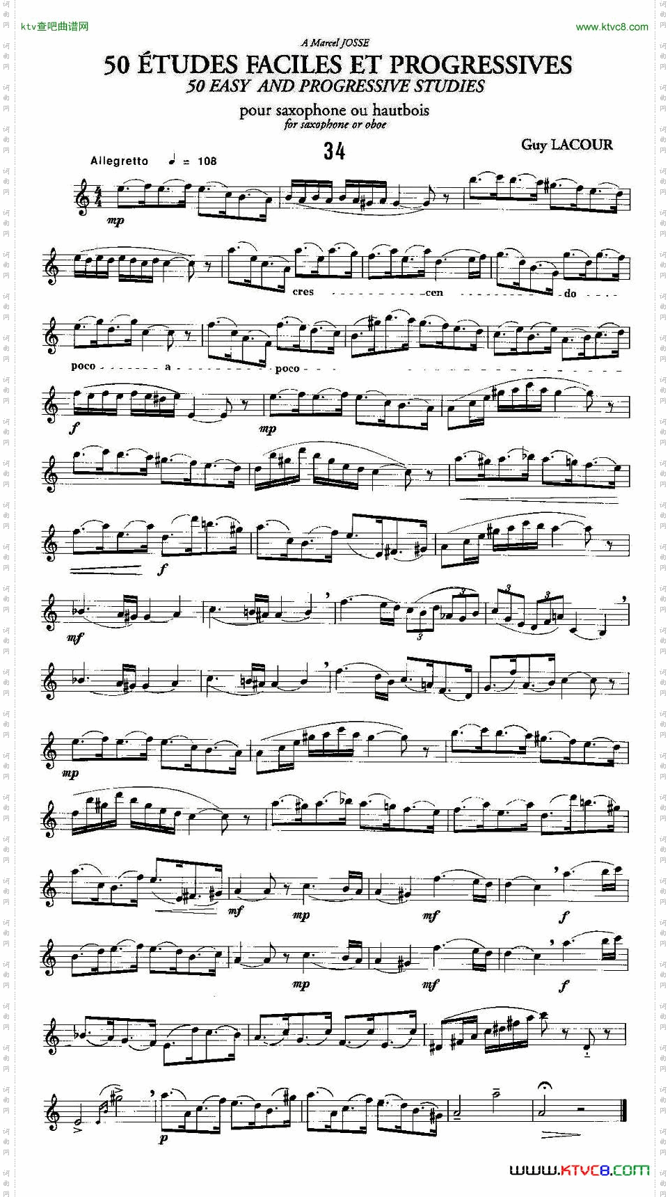 GuyLacour50首萨克斯练习曲之34