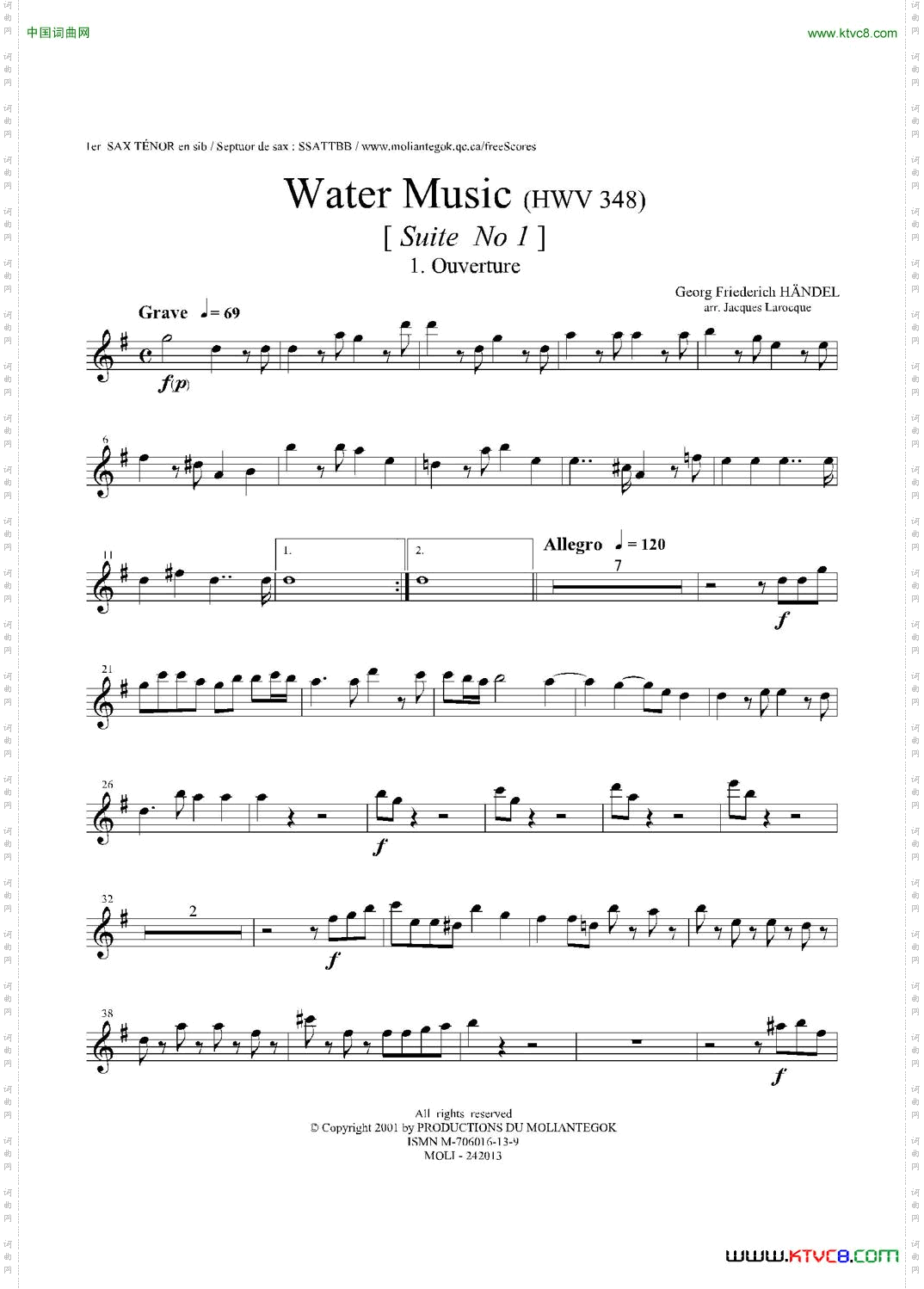 WaterMusicHWV.348No.1第一次中音萨克斯_Water MusicHWV.348 No.1第一次中音萨克斯
