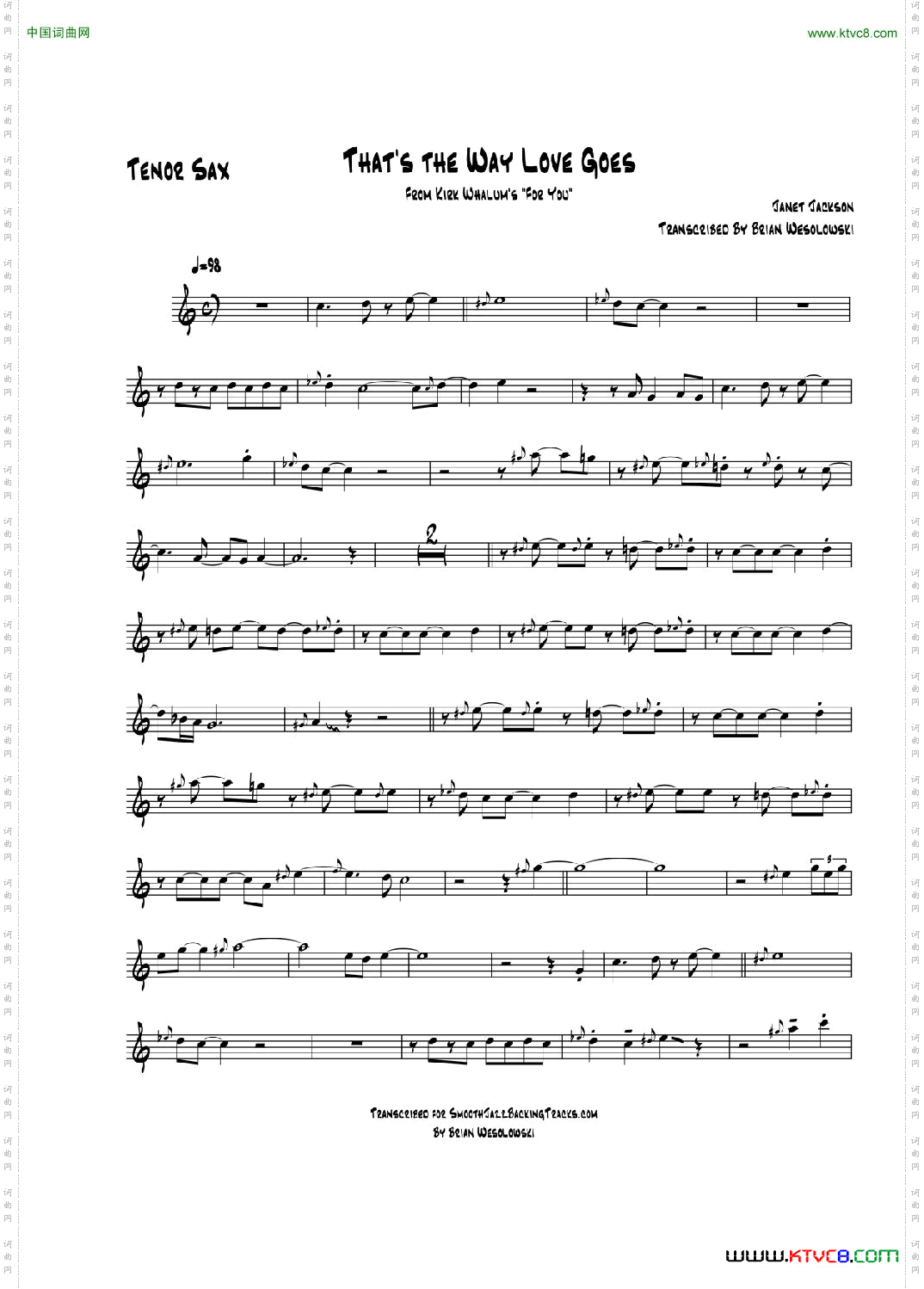 ThatsTheWayLoveGoes次中音萨克斯_Thats The Way Love Goes次中音萨克斯