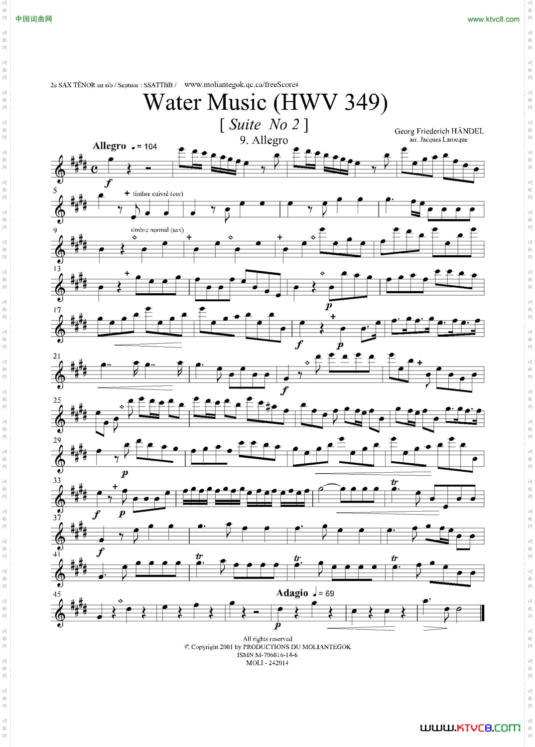 WaterMusicHWV.349No.2第二次中音萨克斯_Water MusicHWV.349 No.2第二次中音萨克斯