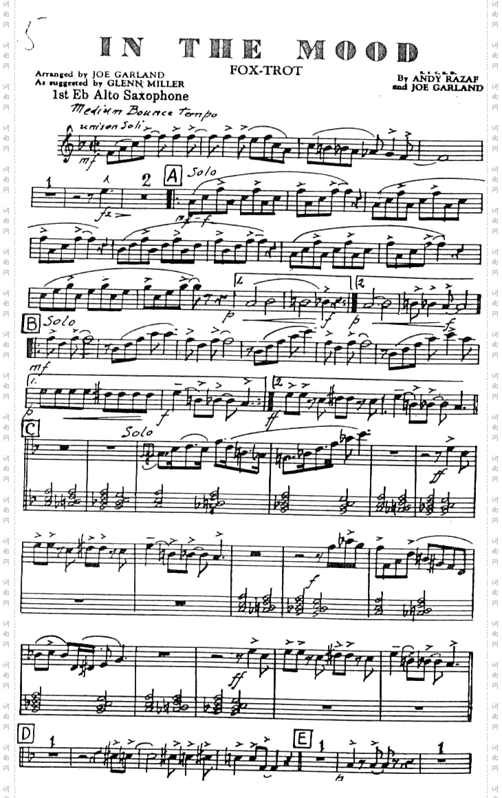 协奏曲萨克斯爵士乐音乐考级乐谱