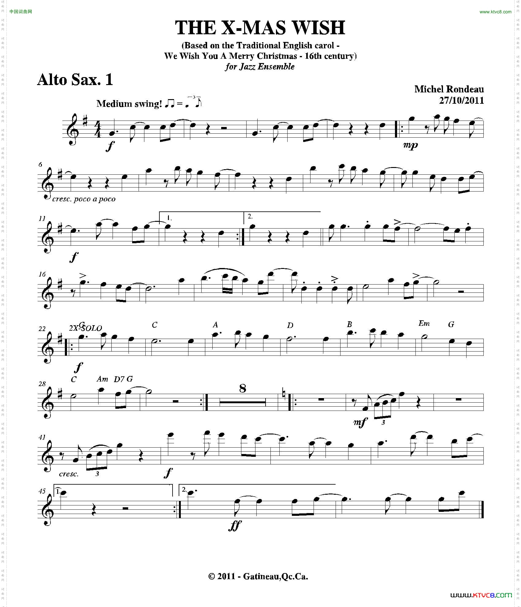THEX-MASWISH第一中音萨克斯分谱_THE X-MAS WISH第一中音萨克斯分谱
