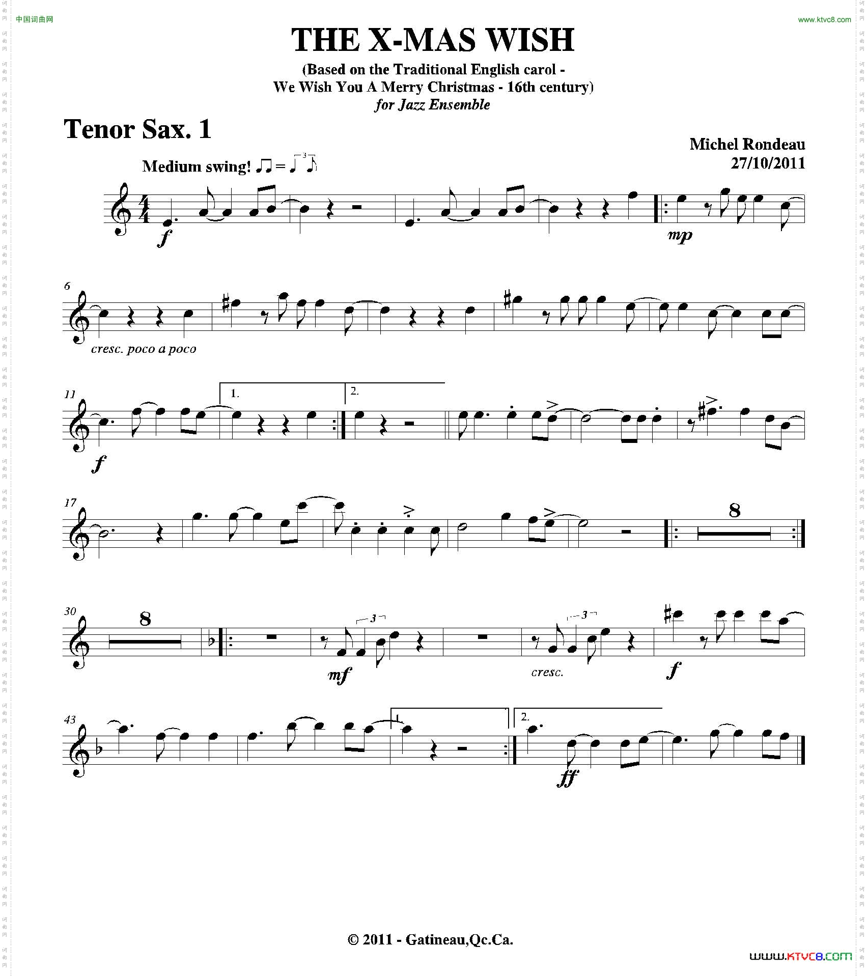 THEX-MASWISH第一次中音萨克斯分谱_THE X-MAS WISH第一次中音萨克斯分谱