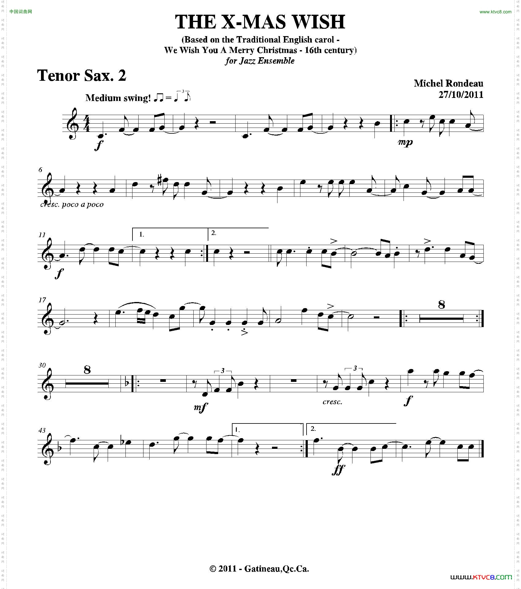 THEX-MASWISH第二次中音萨克斯分谱_THE X-MAS WISH第二次中音萨克斯分谱