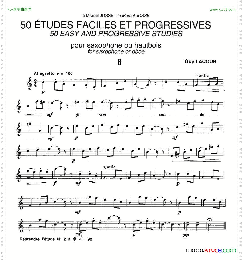 GuyLacour50首萨克斯练习曲之八
