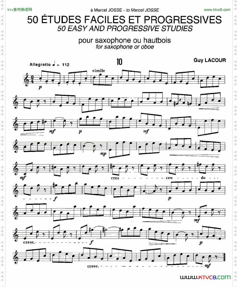 GuyLacour50首萨克斯练习曲之十