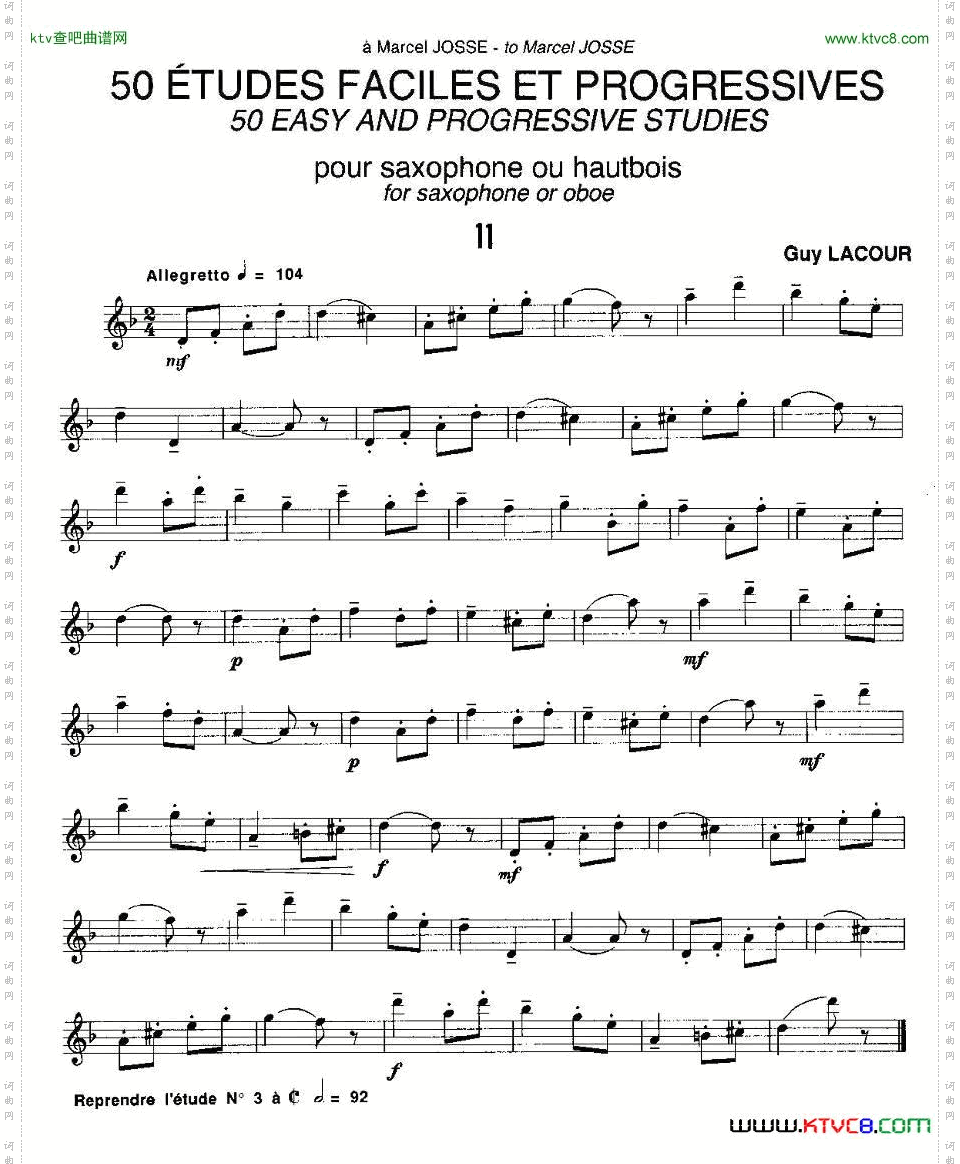 GuyLacour50首萨克斯练习曲之11