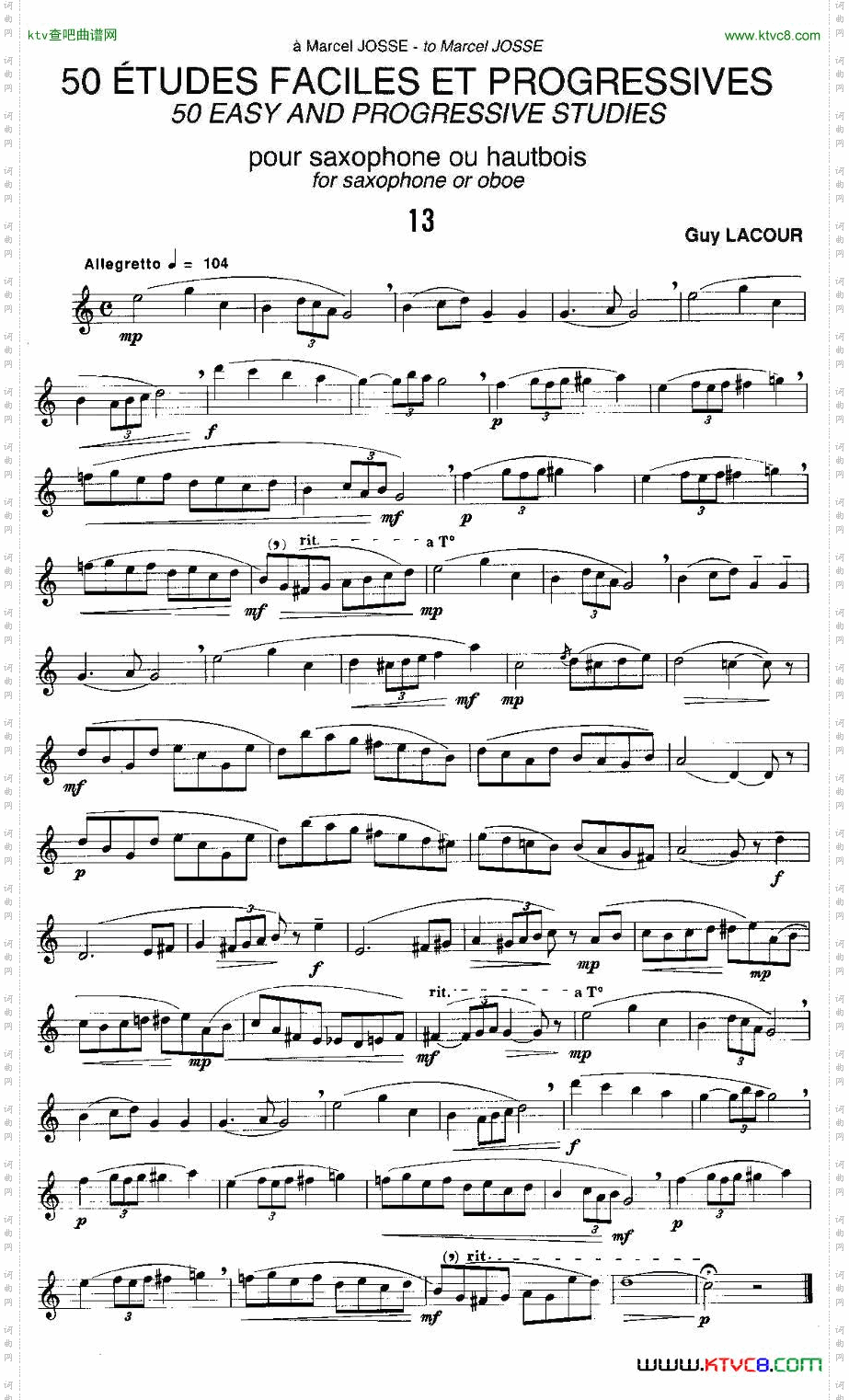 GuyLacour50首萨克斯练习曲之13