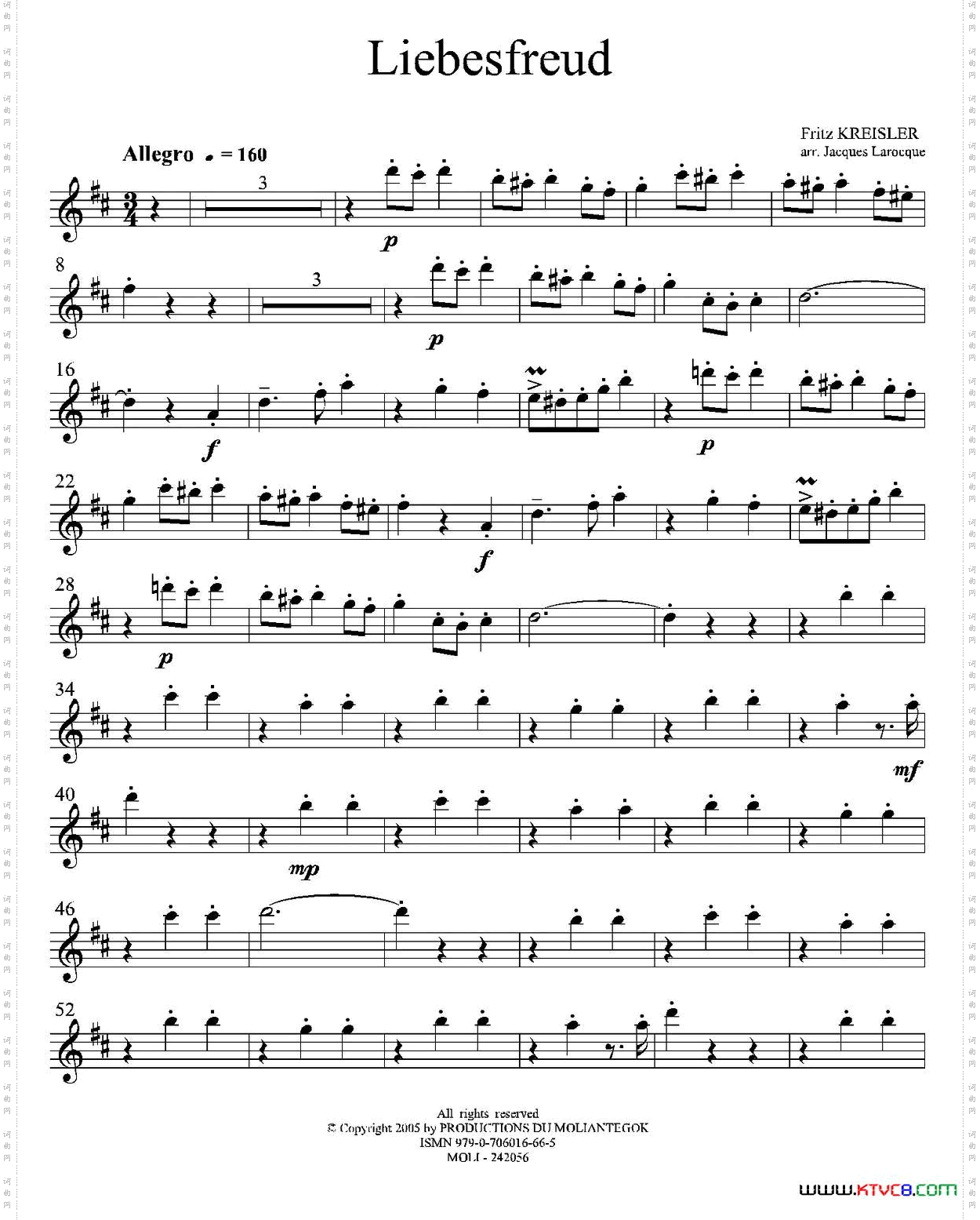 Liebesfreud四重奏第一高音萨克斯分谱