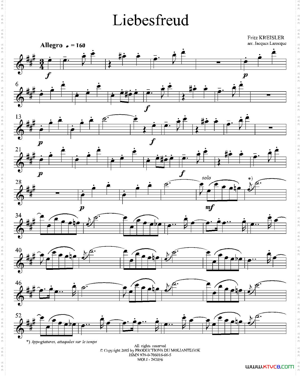 Liebesfreud四重奏中音萨克斯分谱