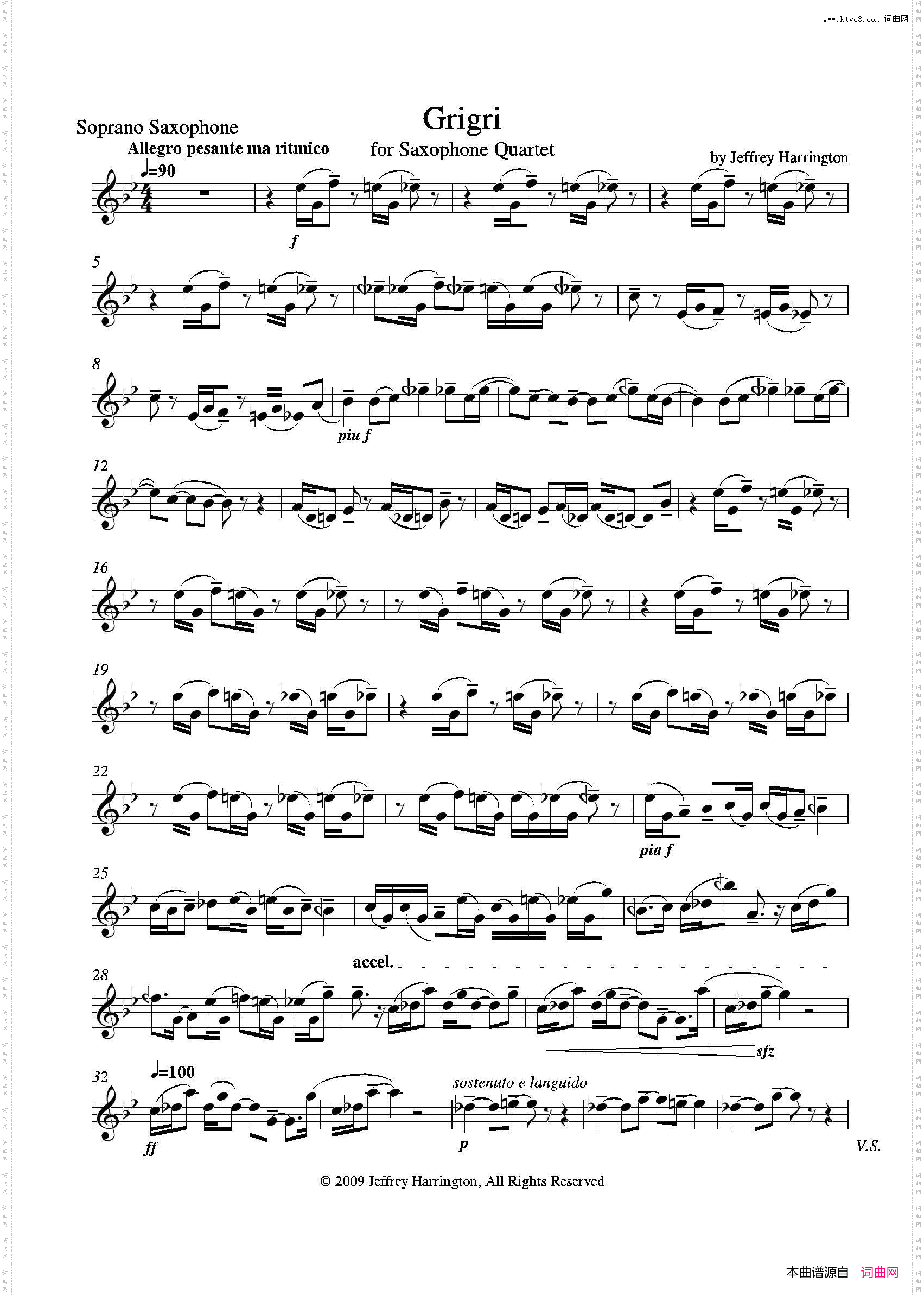 Grigri四重奏高音萨克斯分谱