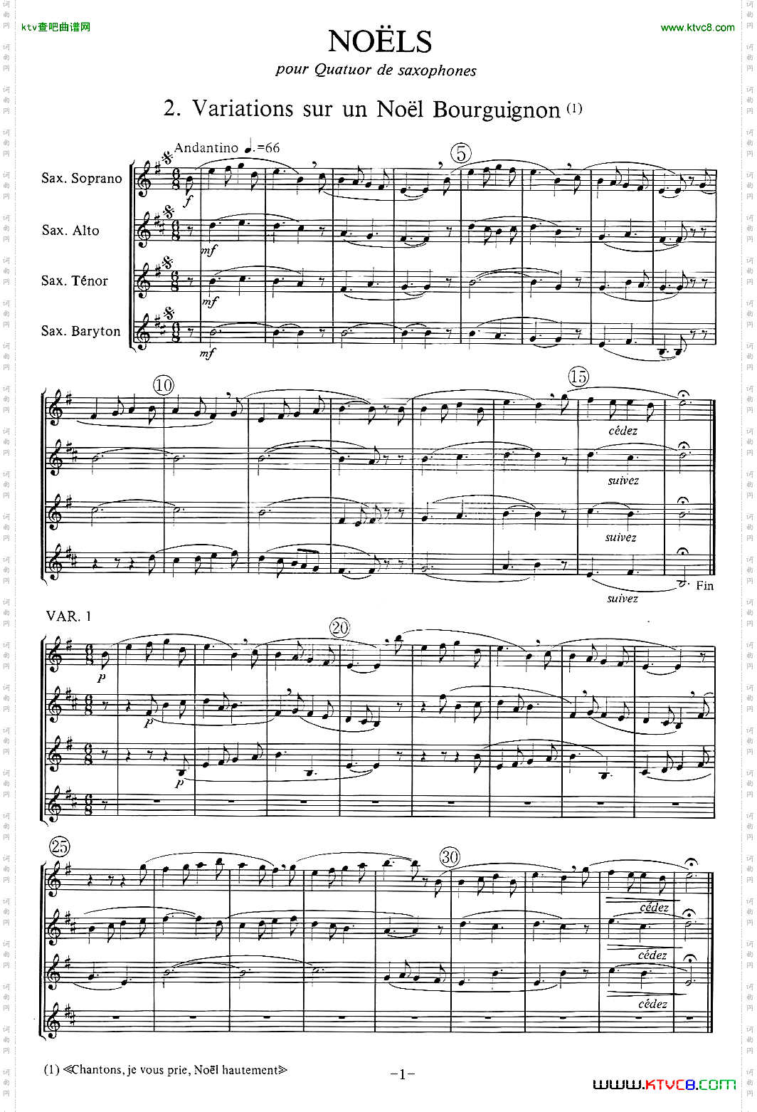 jeanBouvard编写的6首萨克斯四重奏之二