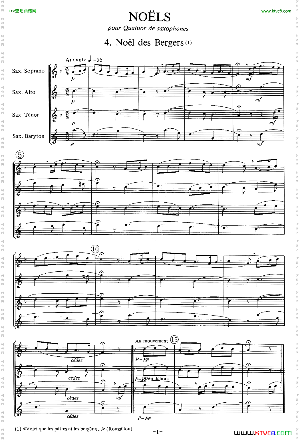 jeanBouvard编写的6首萨克斯四重奏之四