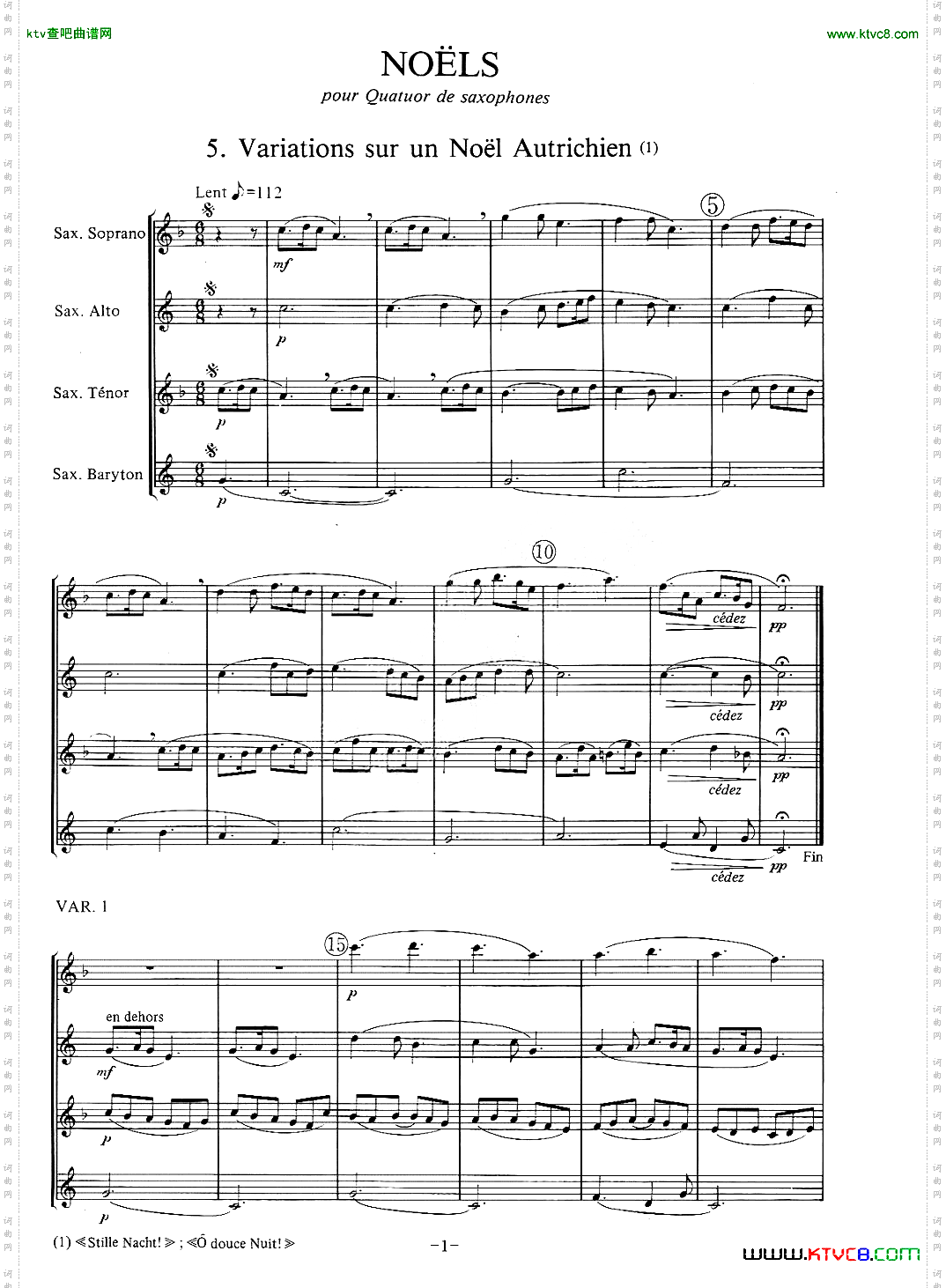 jeanBouvard编写的6首萨克斯四重奏之五