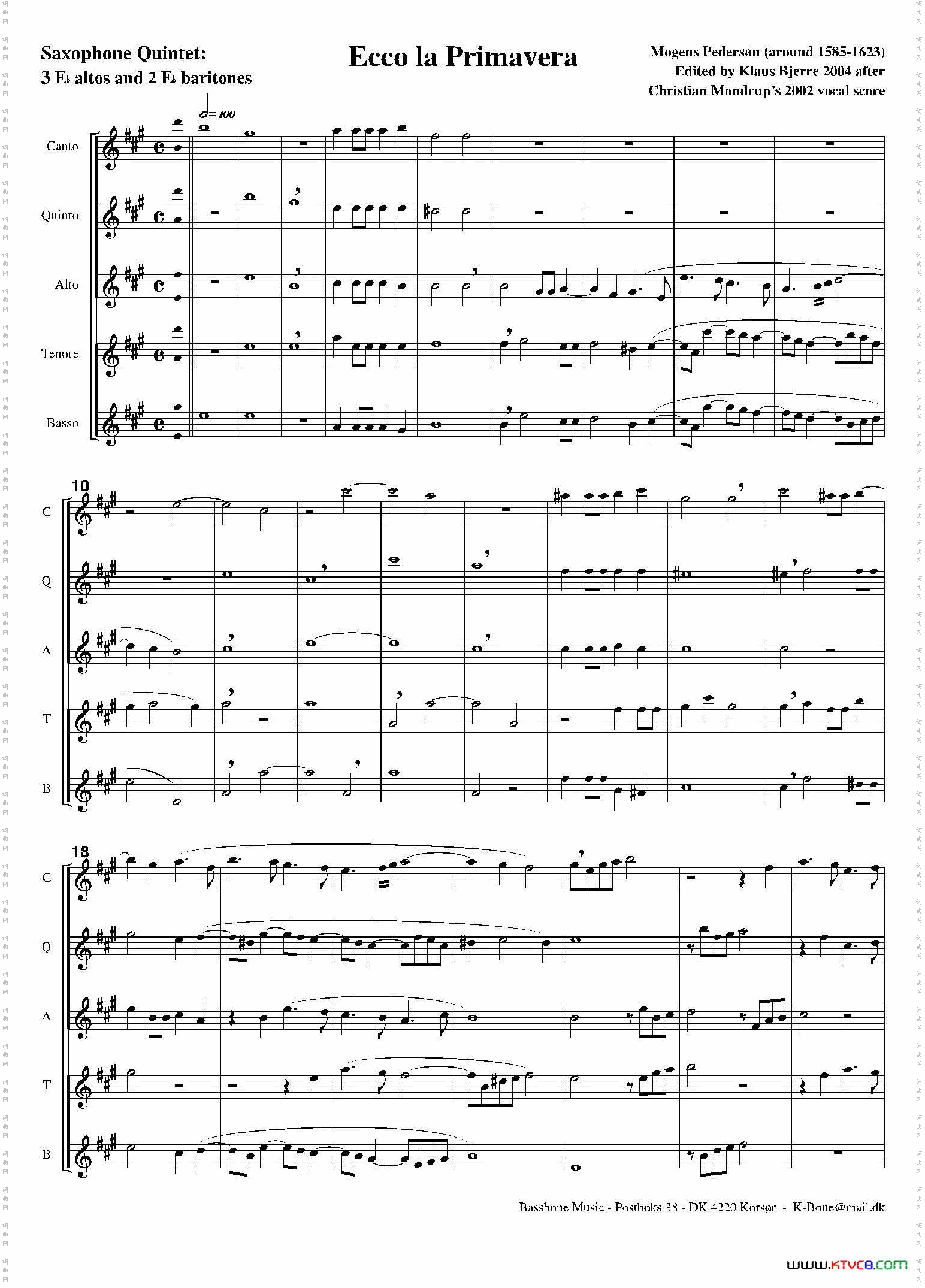 Ecco La Primavera（五重奏）