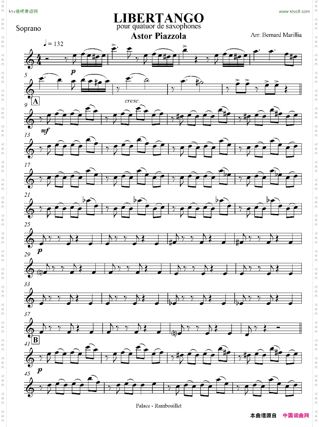 LIBERTANGO探戈灵魂四重奏之高音萨克斯分谱