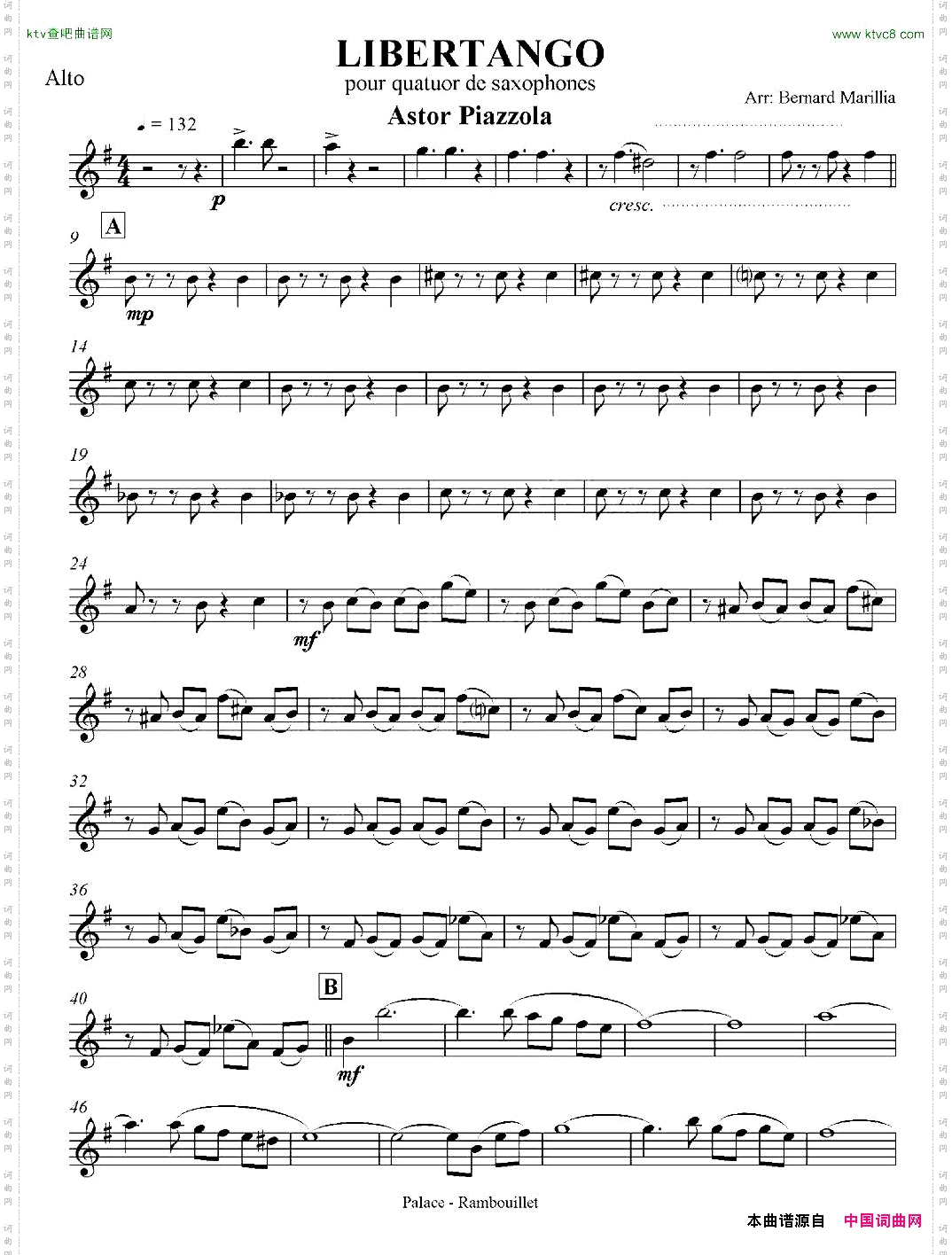 LIBERTANGO探戈灵魂四重奏之中音萨克斯分谱