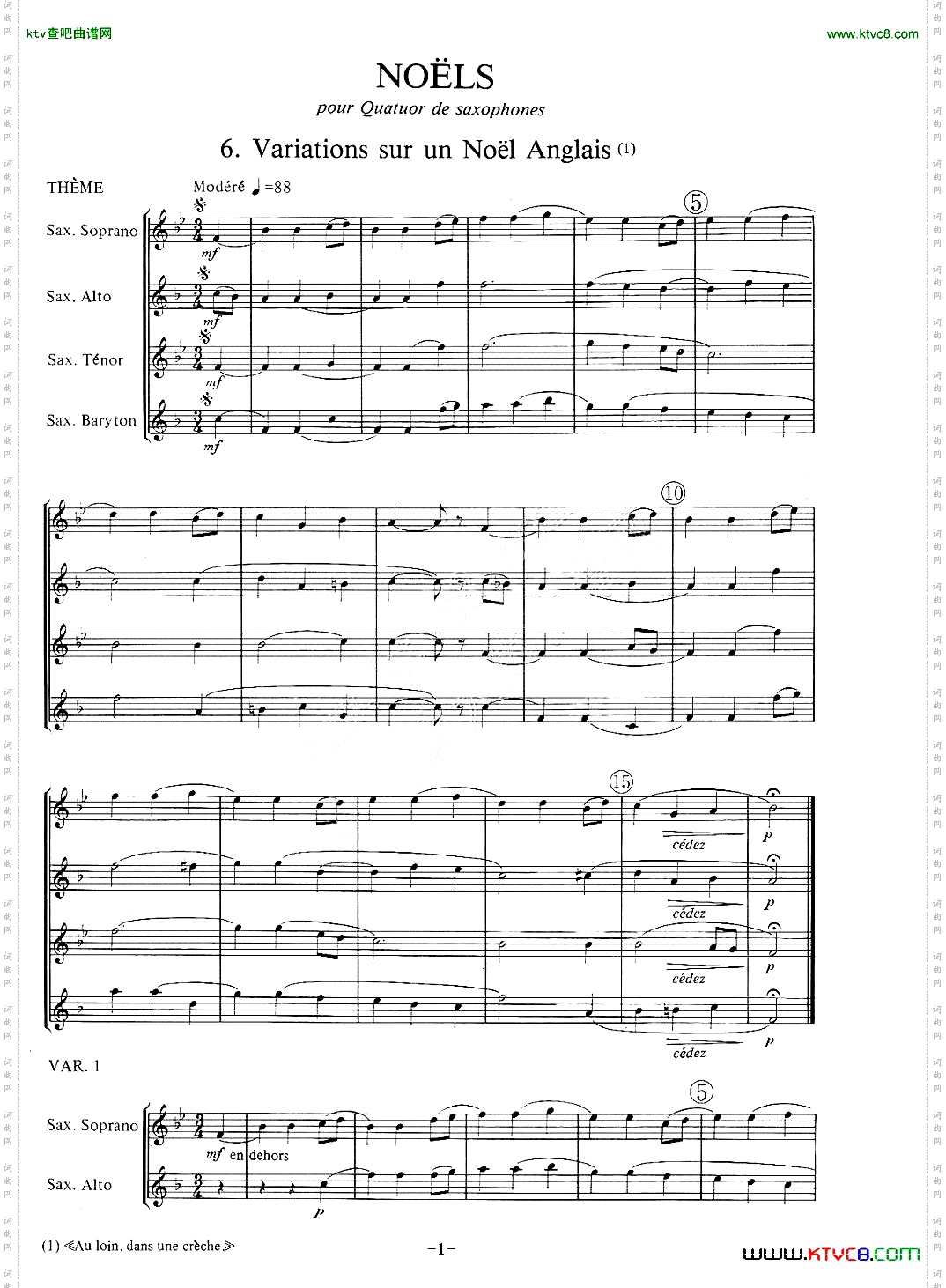 jeanBouvard编写的6首萨克斯四重奏之六