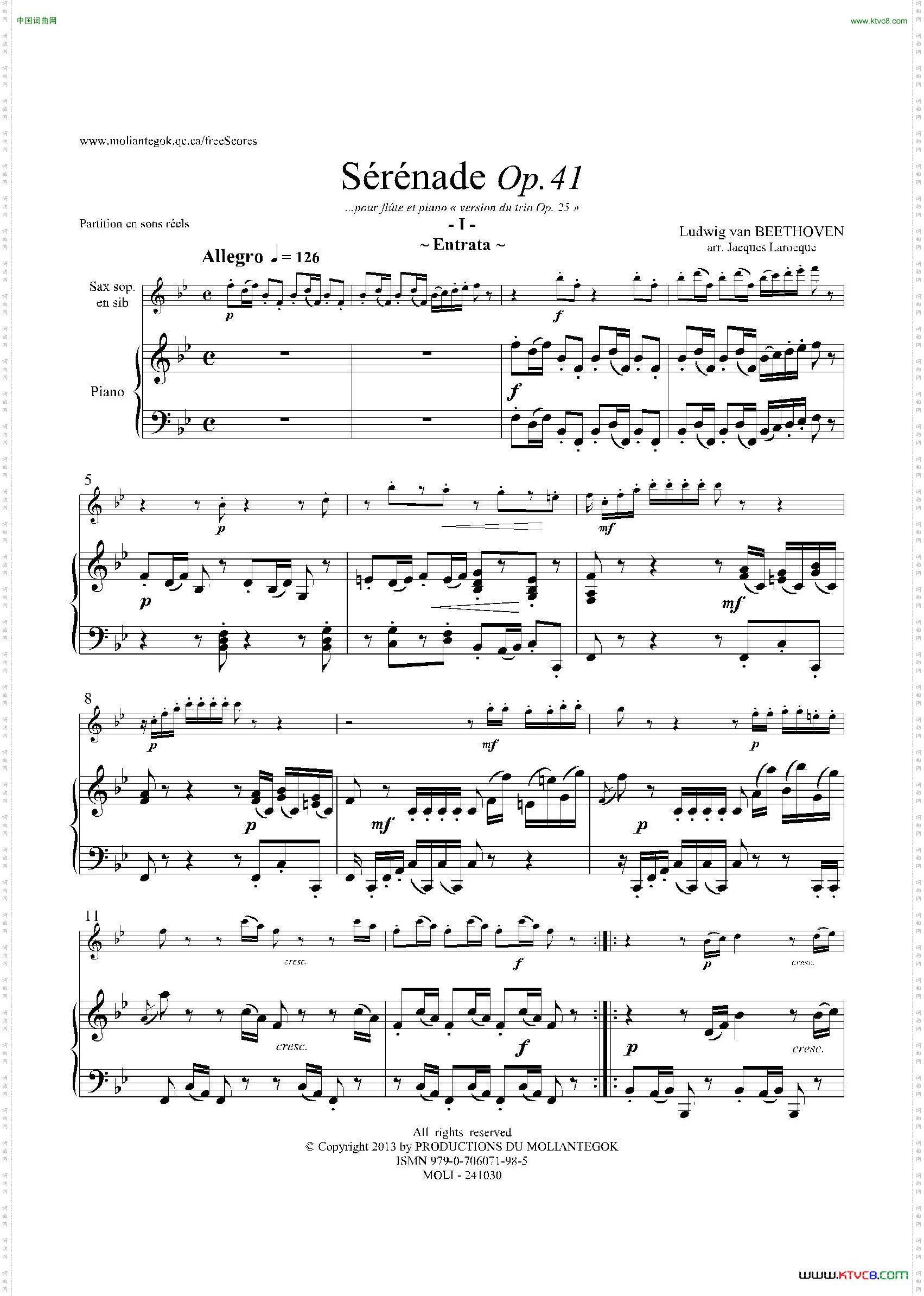 小夜曲Op.41高音萨克斯+钢琴伴奏_小夜曲 Op.41高音萨克斯+钢琴伴奏