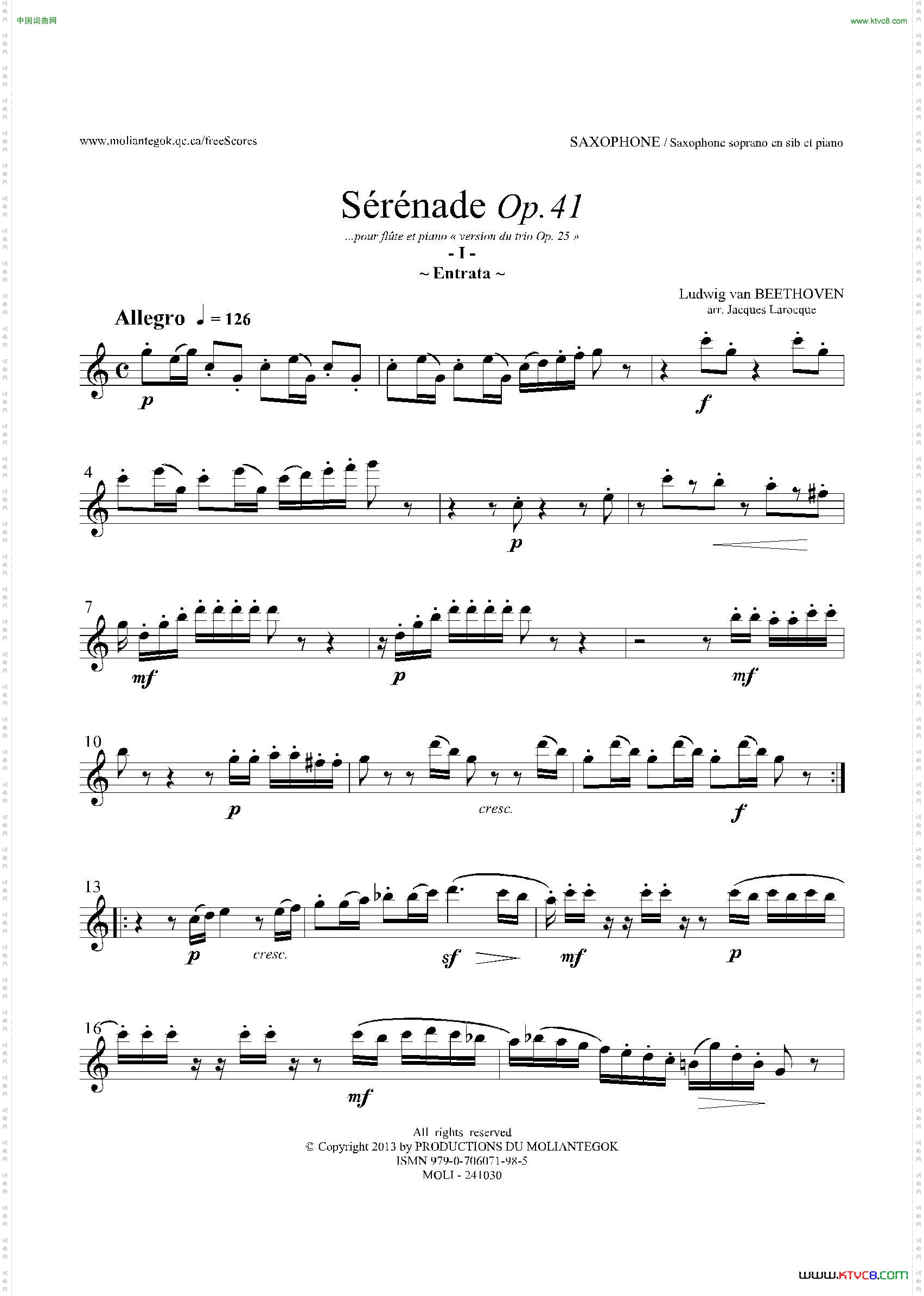 小夜曲Op.41高音萨克斯_小夜曲 Op.41高音萨克斯