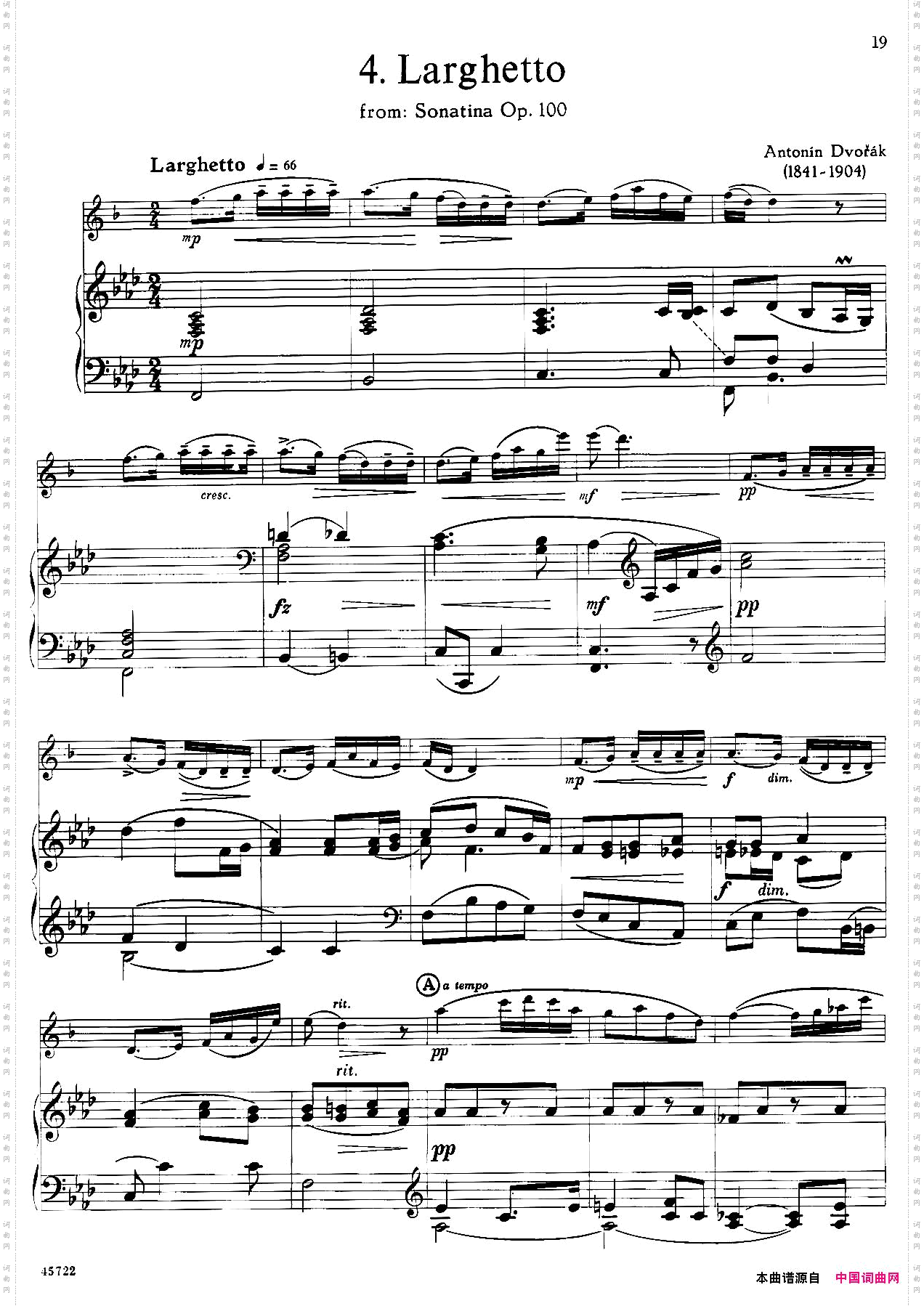 15首古典萨克斯独奏曲:4、Larghetto中音萨克斯+钢琴伴奏