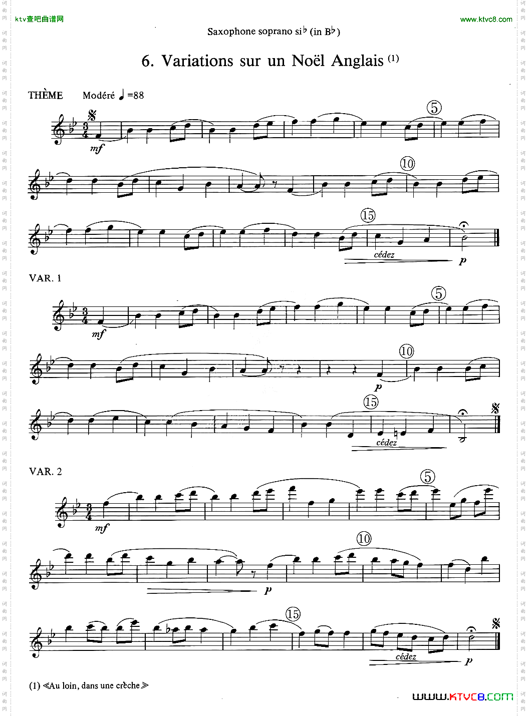 jeanBouvard编写的6首萨克斯四重奏高音萨克斯分谱