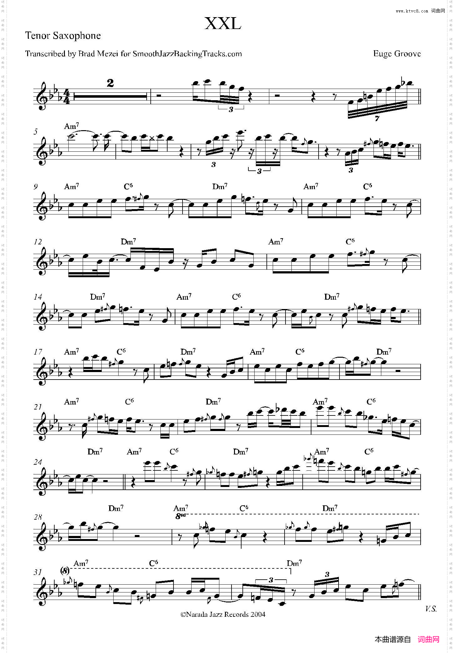 XXL次中音萨克斯谱