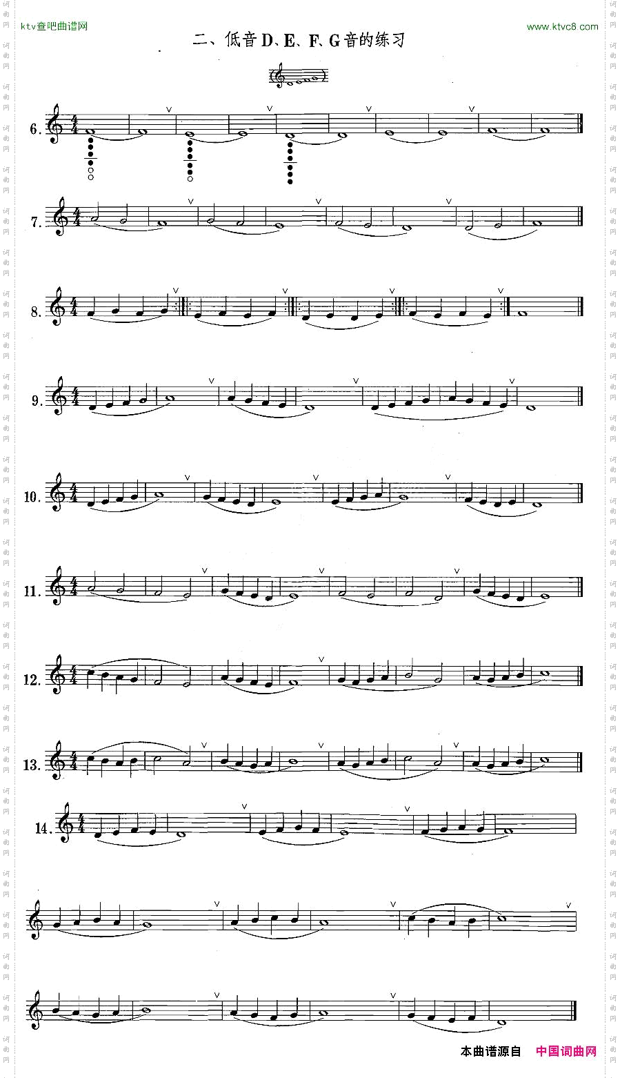 萨克斯练习曲合集1—2低音D、E、F、G音的练习