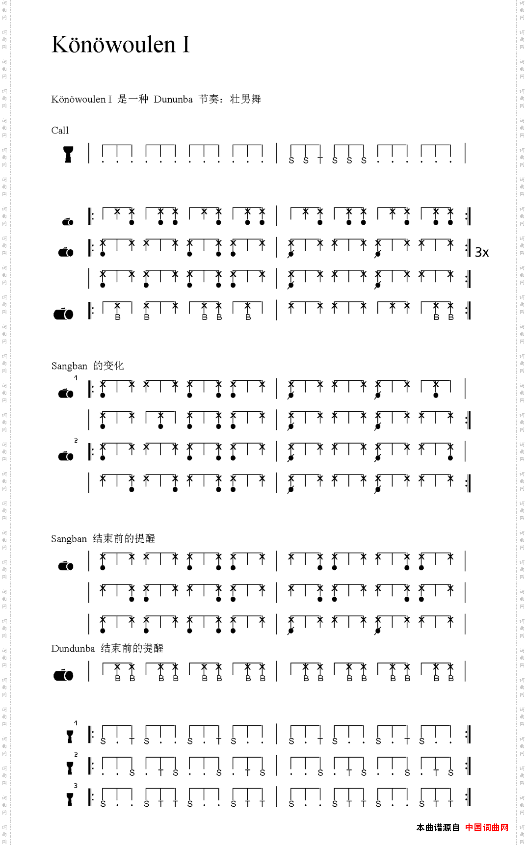 KönöwoulenI非洲手鼓谱_Könöwoulen I非洲手鼓谱