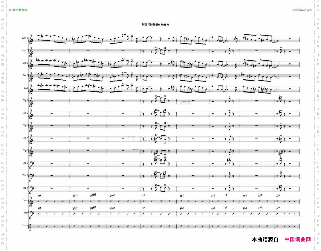 FourBrothersBigBandscore大爵士乐队总谱