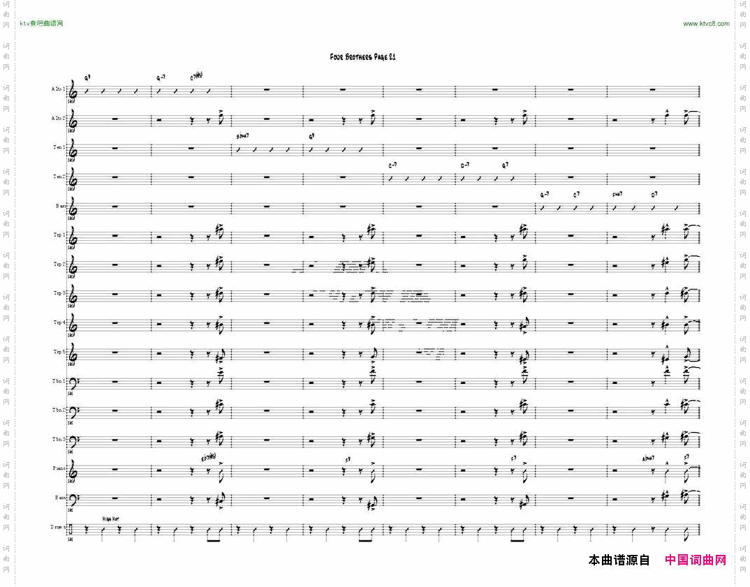 FourBrothersBigBandscore大爵士乐队总谱