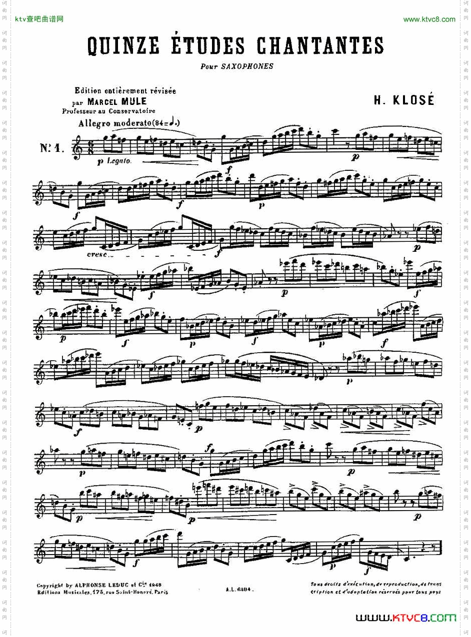 KloseEtudesChantantesPourSaxophone练习曲之一