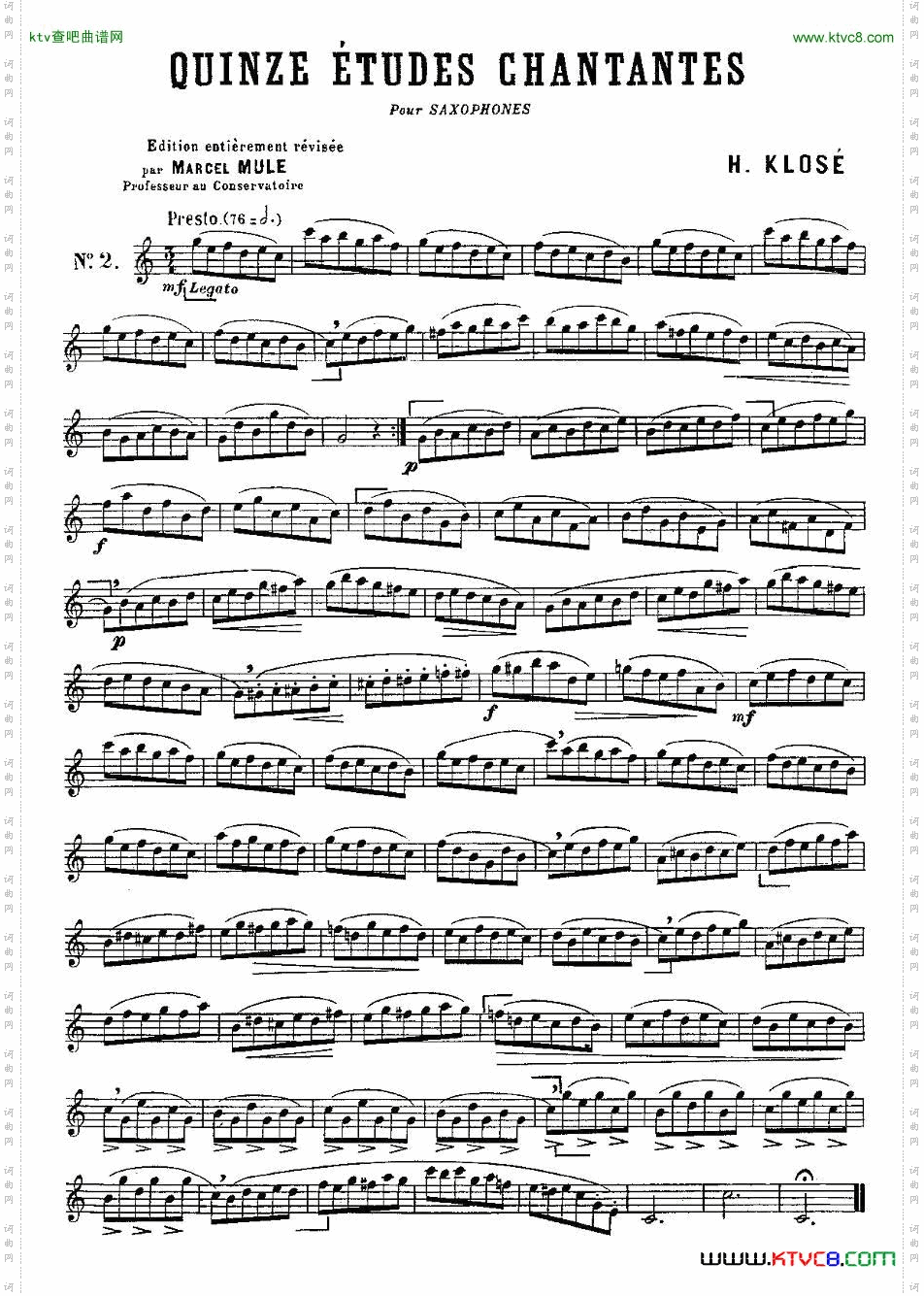 KloseEtudesChantantesPourSaxophone练习曲之二