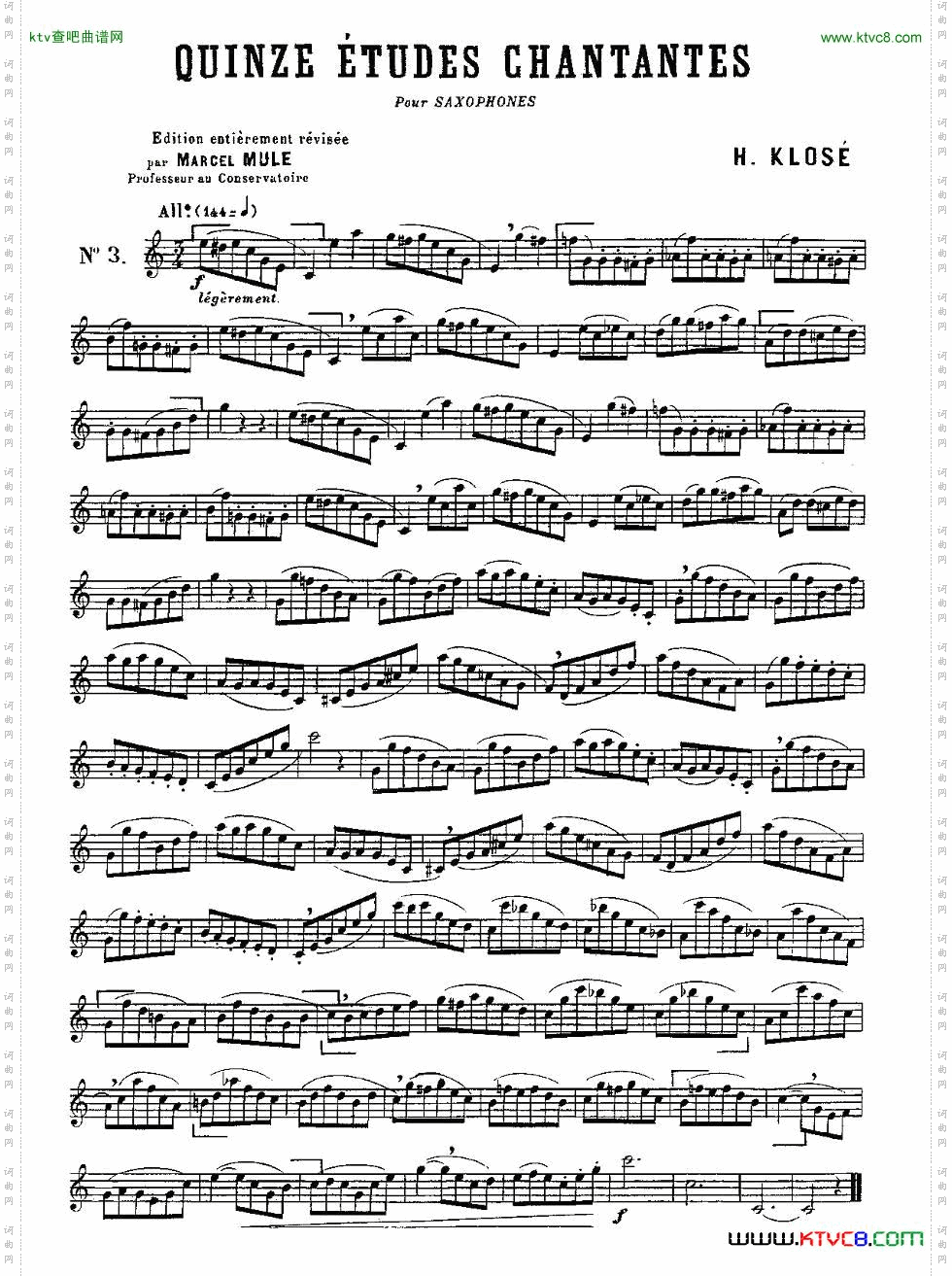 KloseEtudesChantantesPourSaxophone练习曲之三