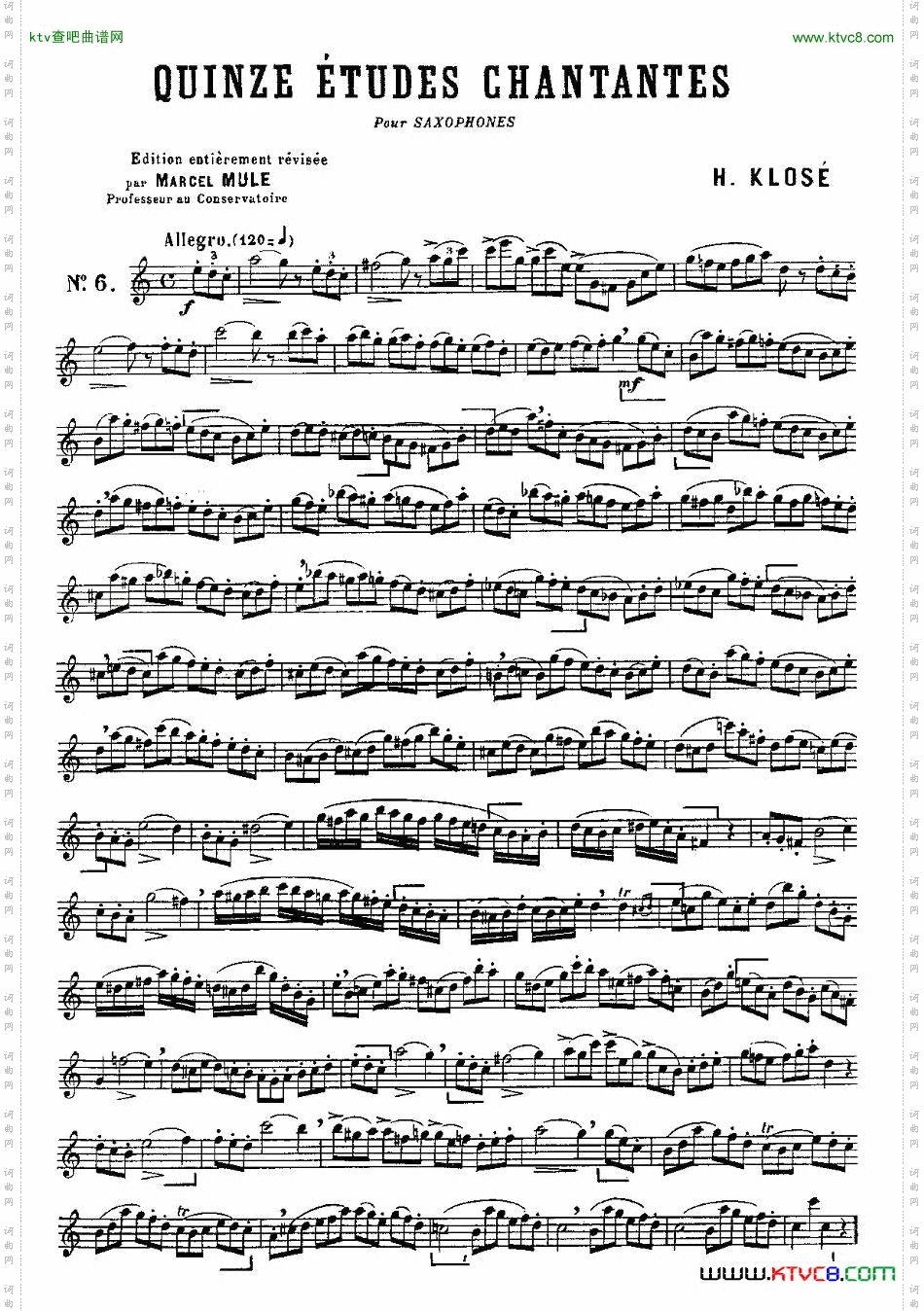 KloseEtudesChantantesPourSaxophone练习曲之六