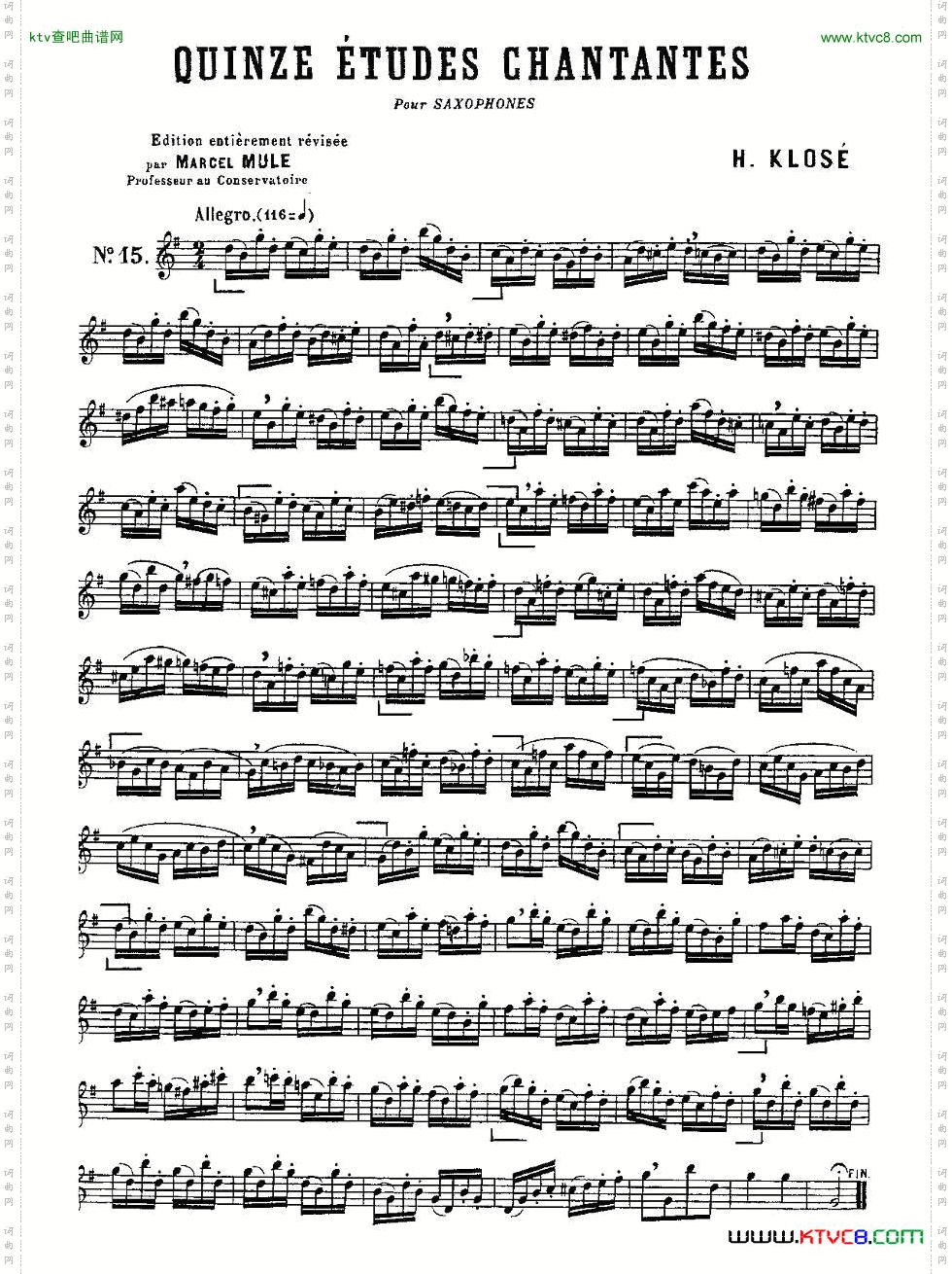 KloseEtudesChantantesPourSaxophone练习曲之十五