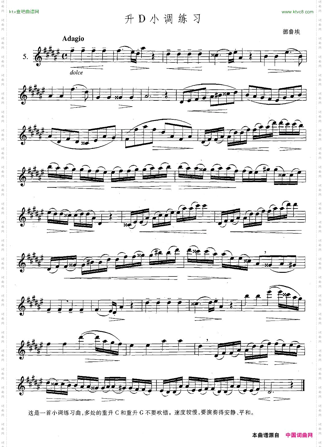 萨克斯练习曲合集5—5升D小调练习