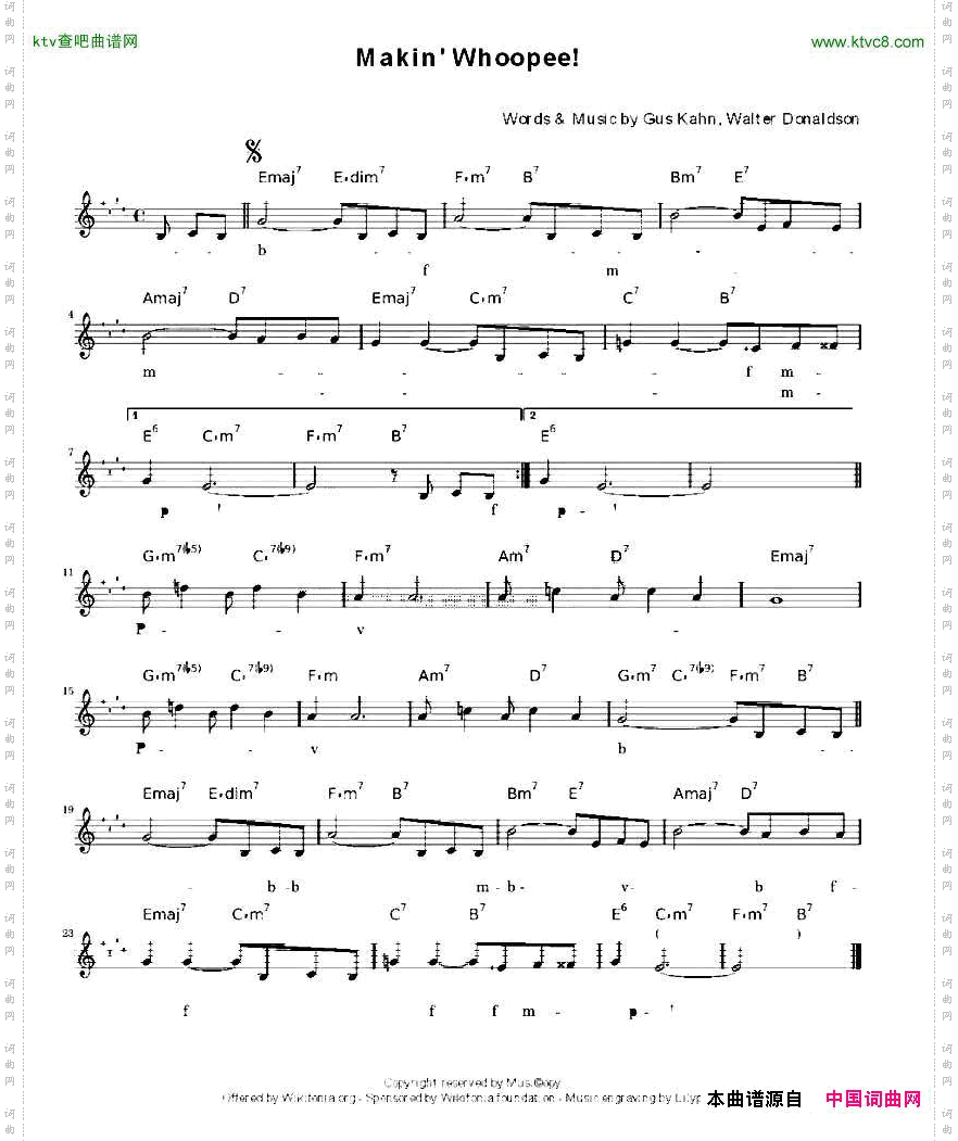 Makin'Whoopee爵士乐谱