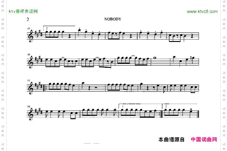 nobody四重奏分谱