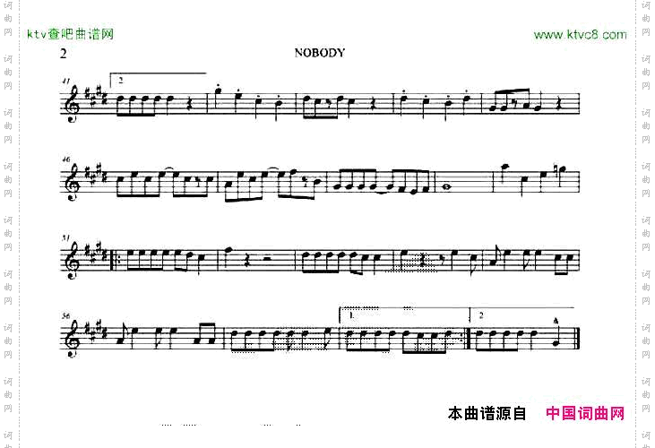 nobody四重奏分谱