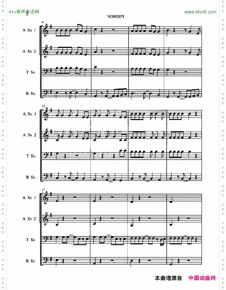 nobody四重奏总谱