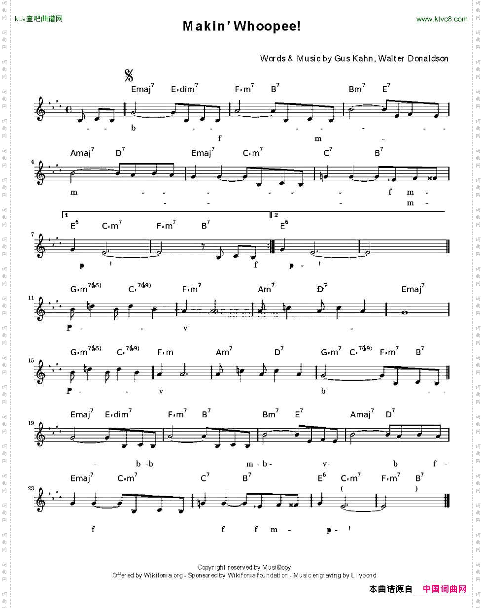 Makin’Whoopee爵士乐谱