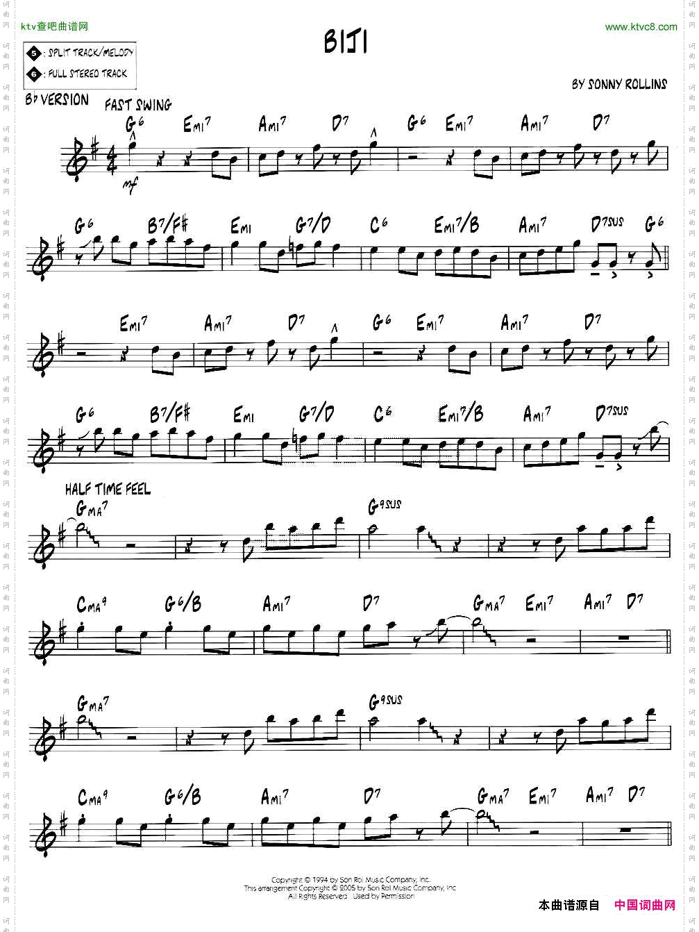 BIJIjazz系列萨克斯谱