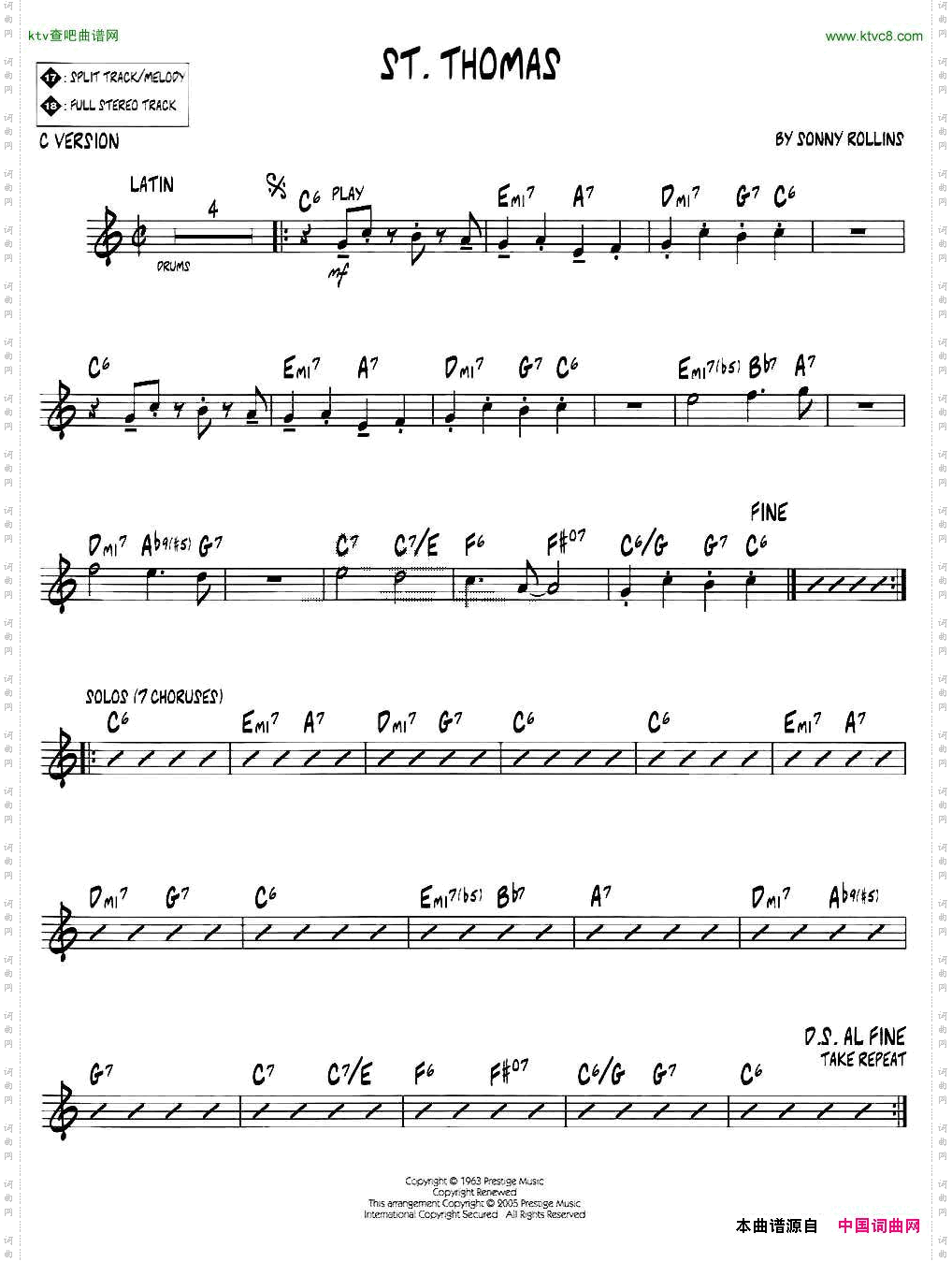 ST.THOMASjazz系列萨克斯谱