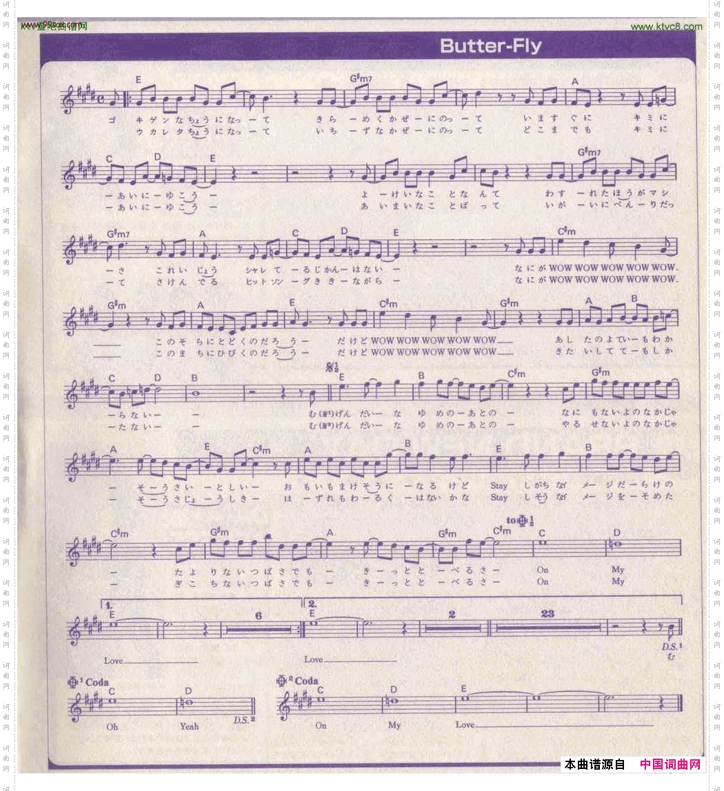 butterfly数码宝贝主题曲萨克斯五线谱