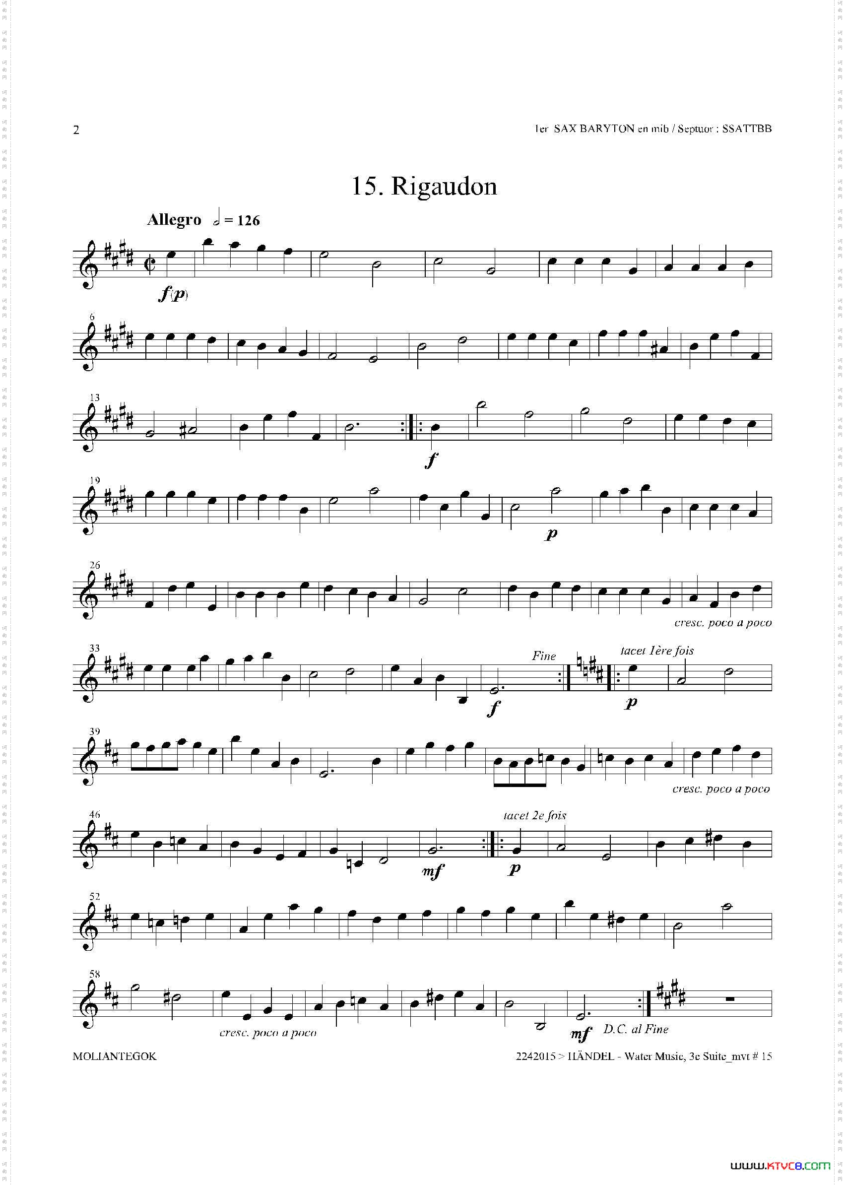 WaterMusicHWV.350No.3第一上低音萨克斯_Water MusicHWV.350 No.3第一上低音萨克斯