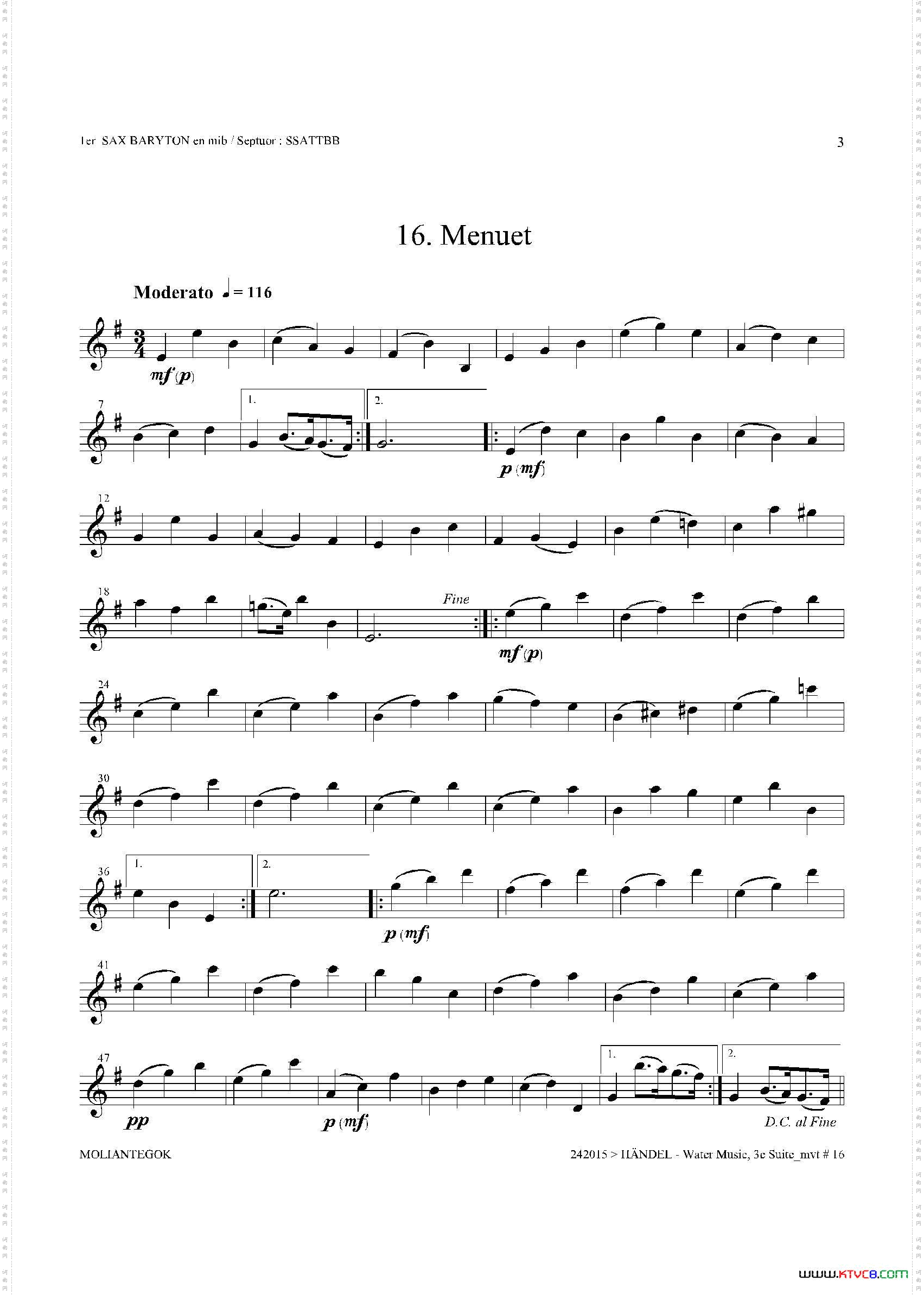 WaterMusicHWV.350No.3第一上低音萨克斯_Water MusicHWV.350 No.3第一上低音萨克斯